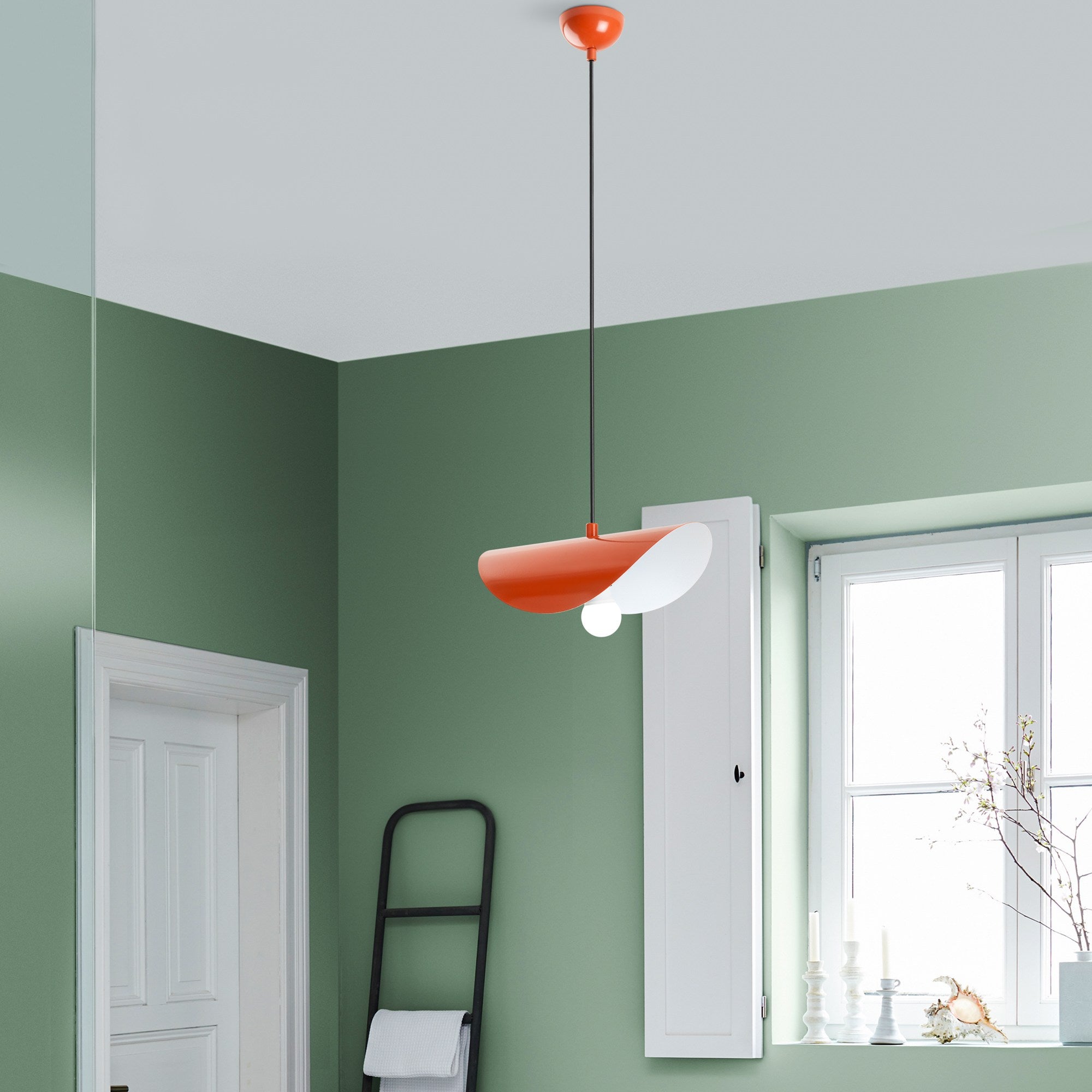 Candeeiro de Teto – Altura Ajustável 17-106 cm – Laranja – Metal