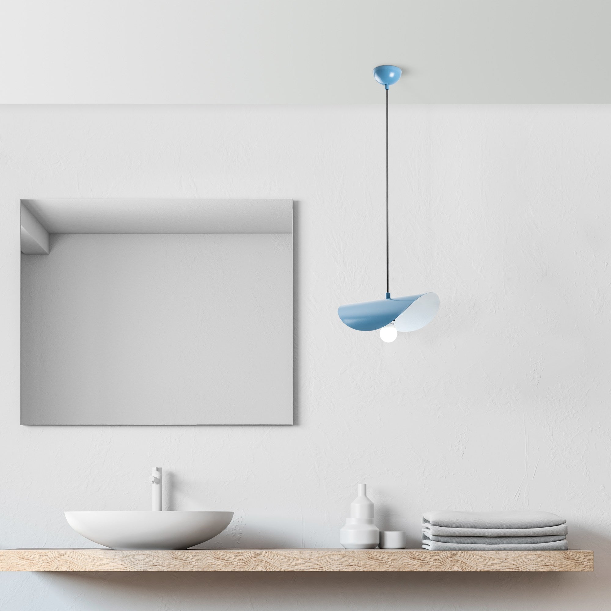 Candeeiro de Teto – Altura Ajustável 17-106 cm – Azul Claro – Metal