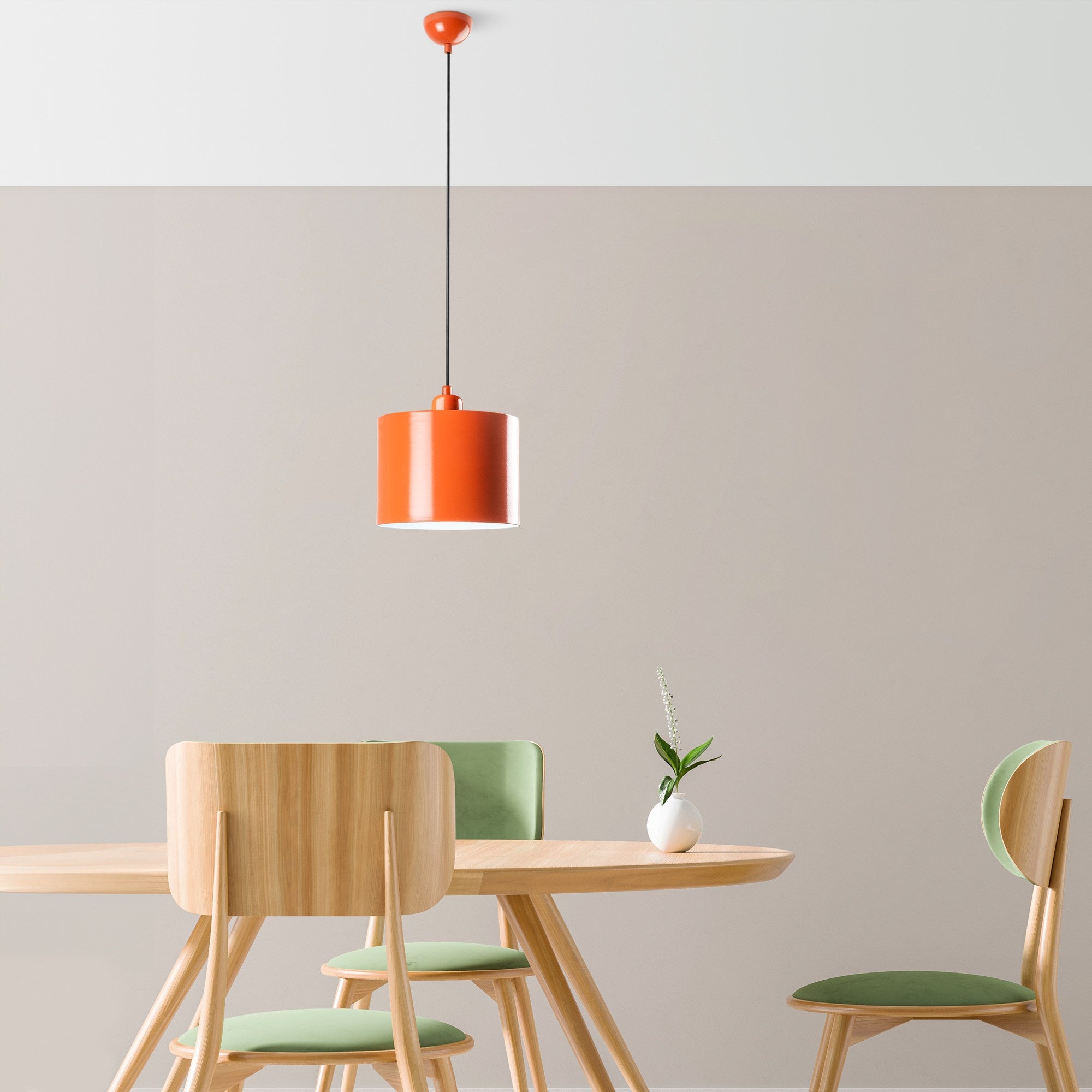 Candeeiro de Teto – Altura Ajustável 25-110 cm – Laranja – Metal