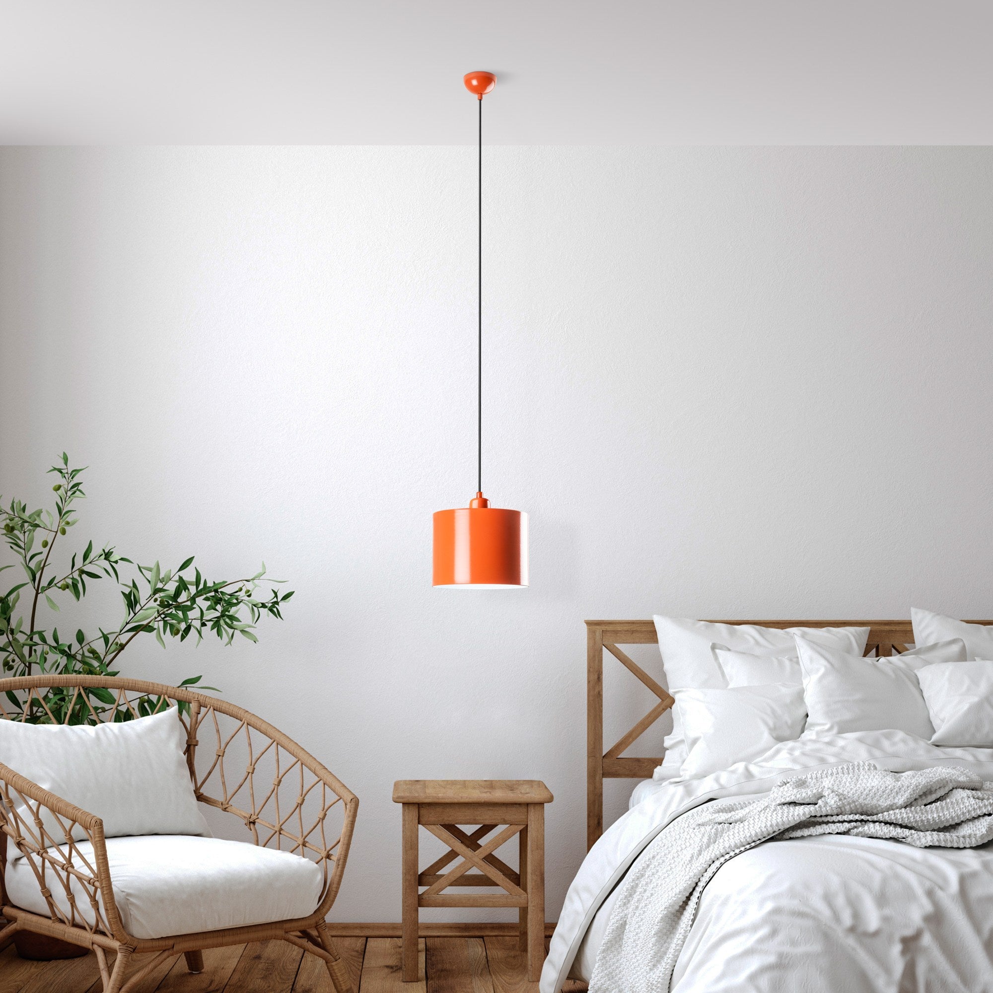 Candeeiro de Teto – Altura Ajustável 25-110 cm – Laranja – Metal