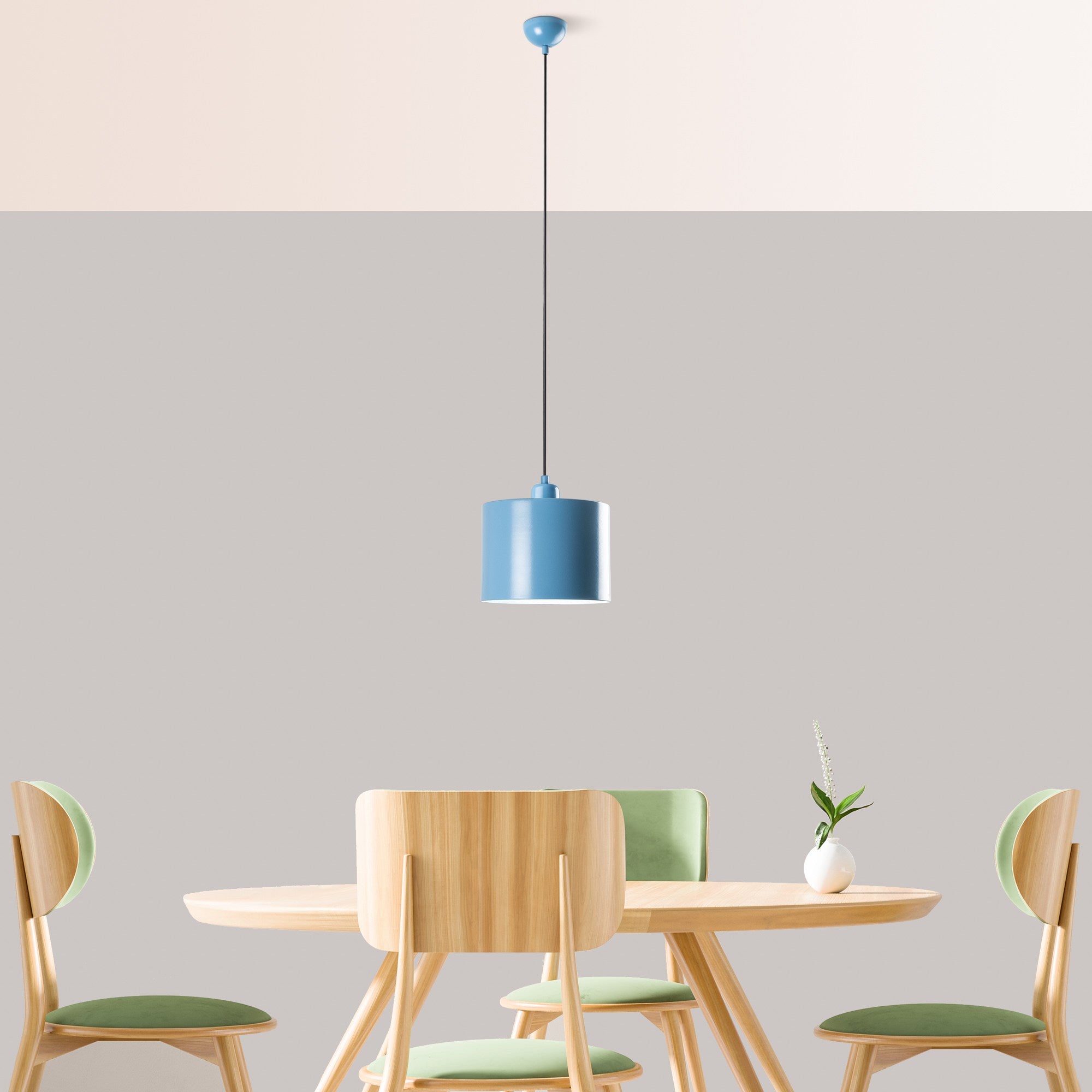 Candeeiro de Teto – altura ajustável de 25 a 110 cm – azul claro – metal