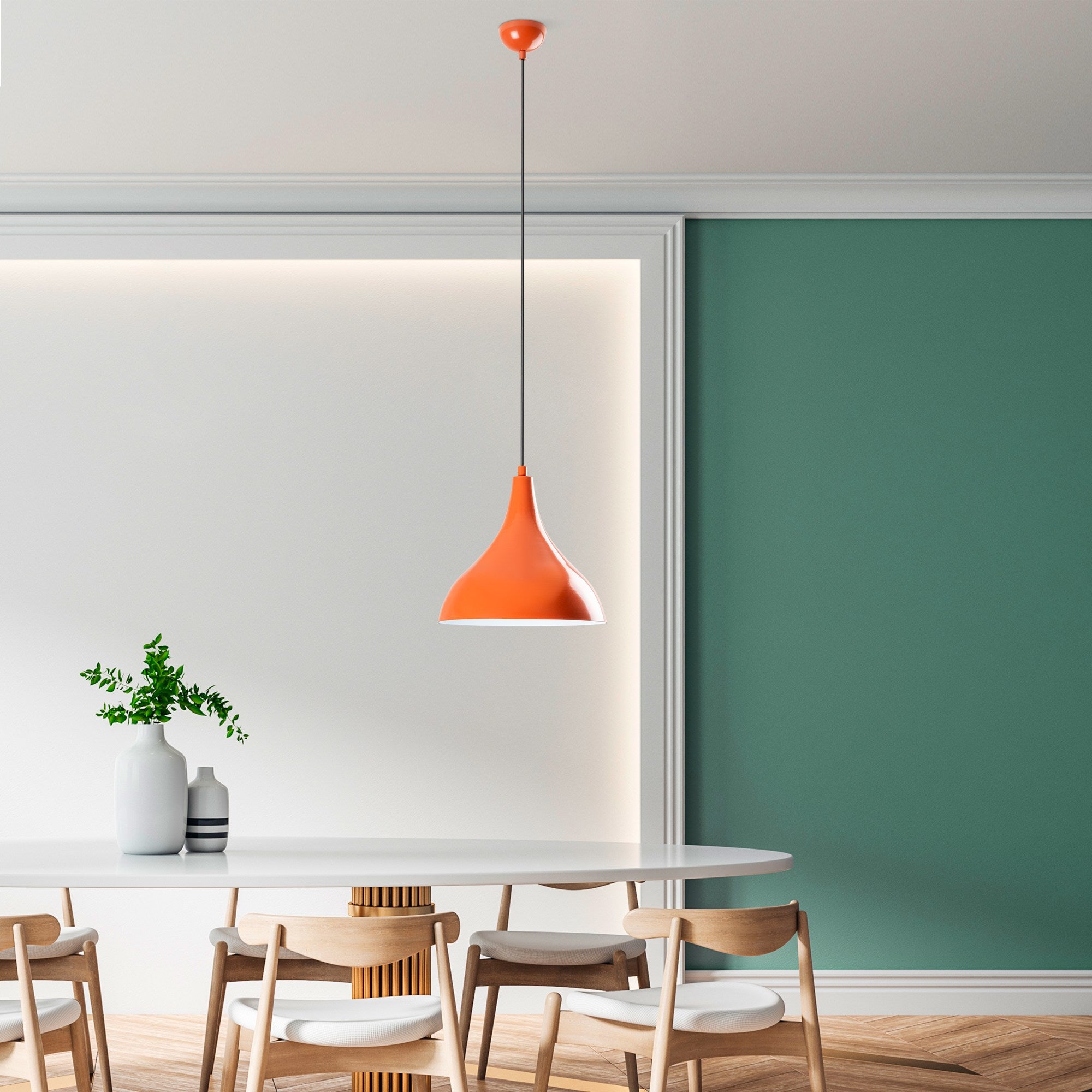 Candeeiro de Teto – altura ajustável de 33 a 122 cm – laranja – metal
