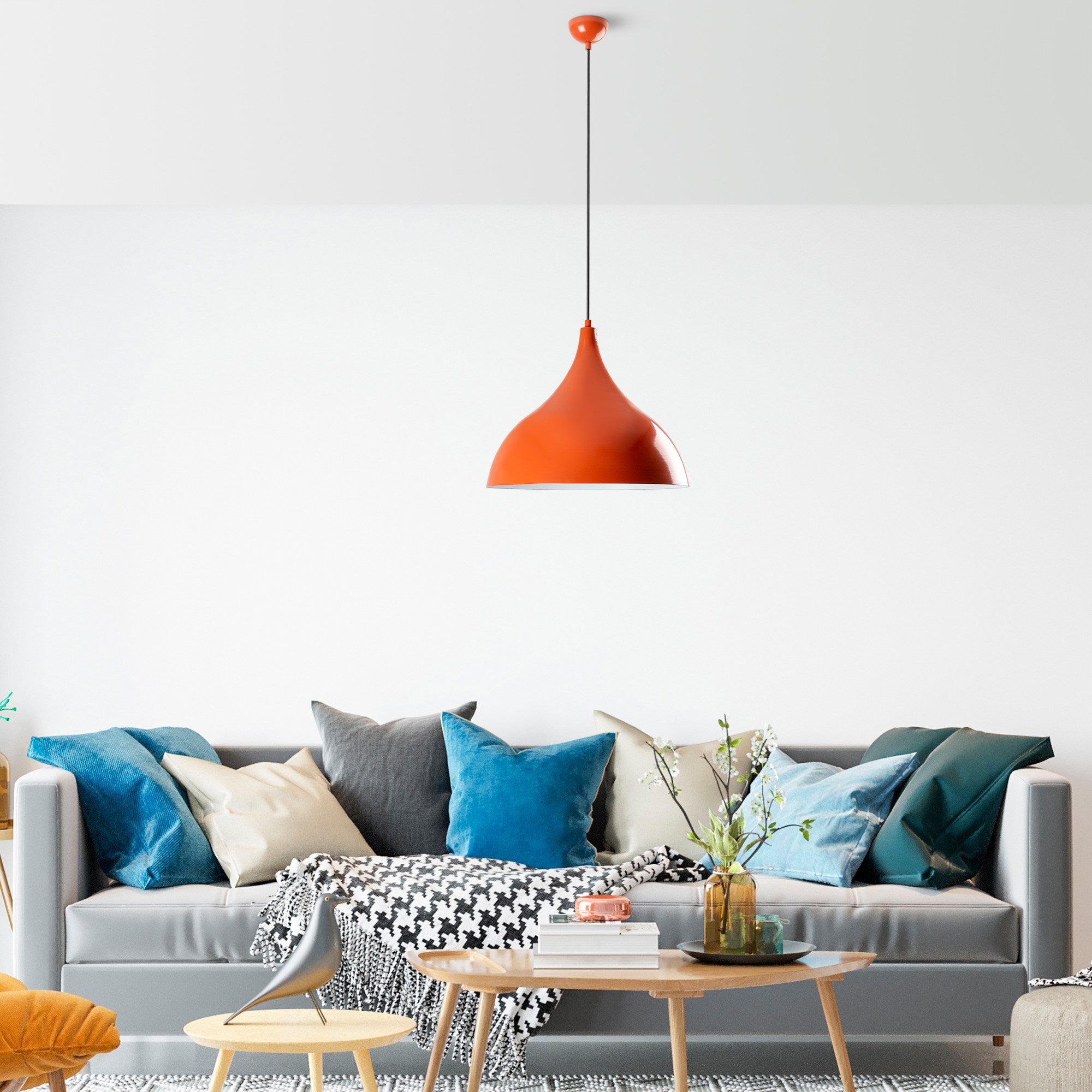 Candeeiro de Teto – Ø41 cm – Laranja – Metal