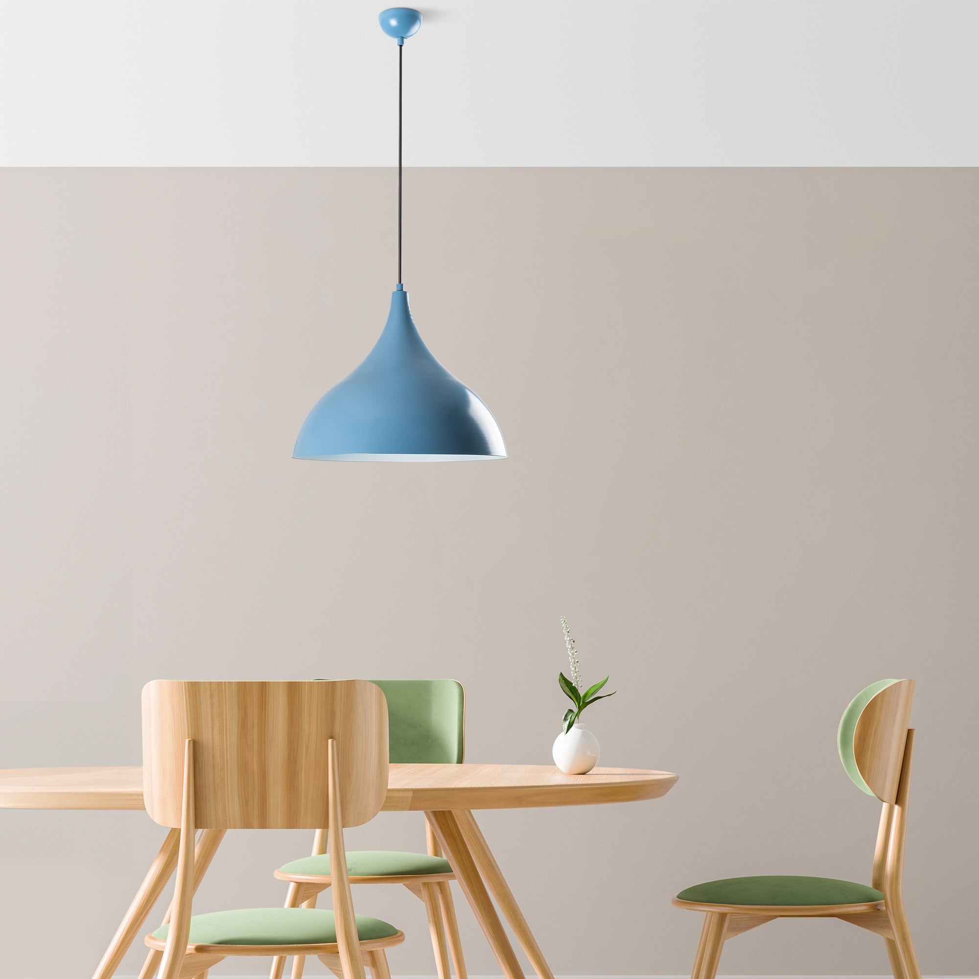 Candeeiro de Teto – Altura Ajustável 42-133 cm – Azul Claro – Metal