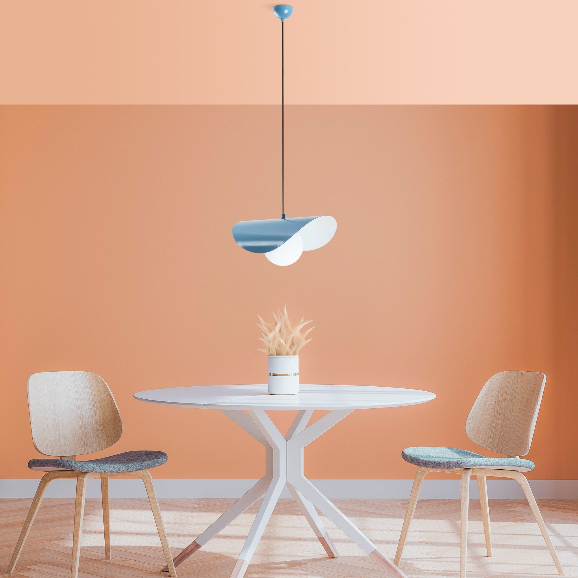 Candeeiro de Teto – Altura Ajustável 25-112 cm – Azul Claro – Metal