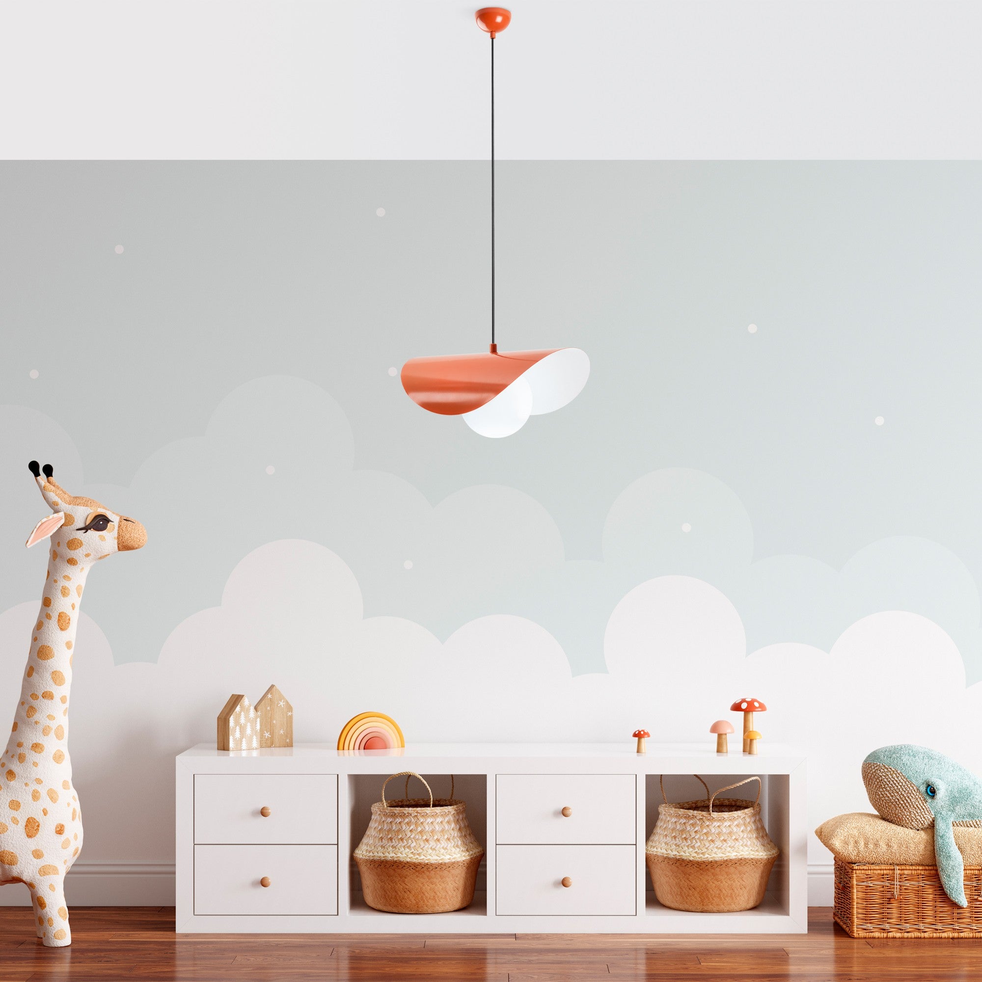 Candeeiro de Teto – altura ajustável de 25 a 112 cm – laranja – metal