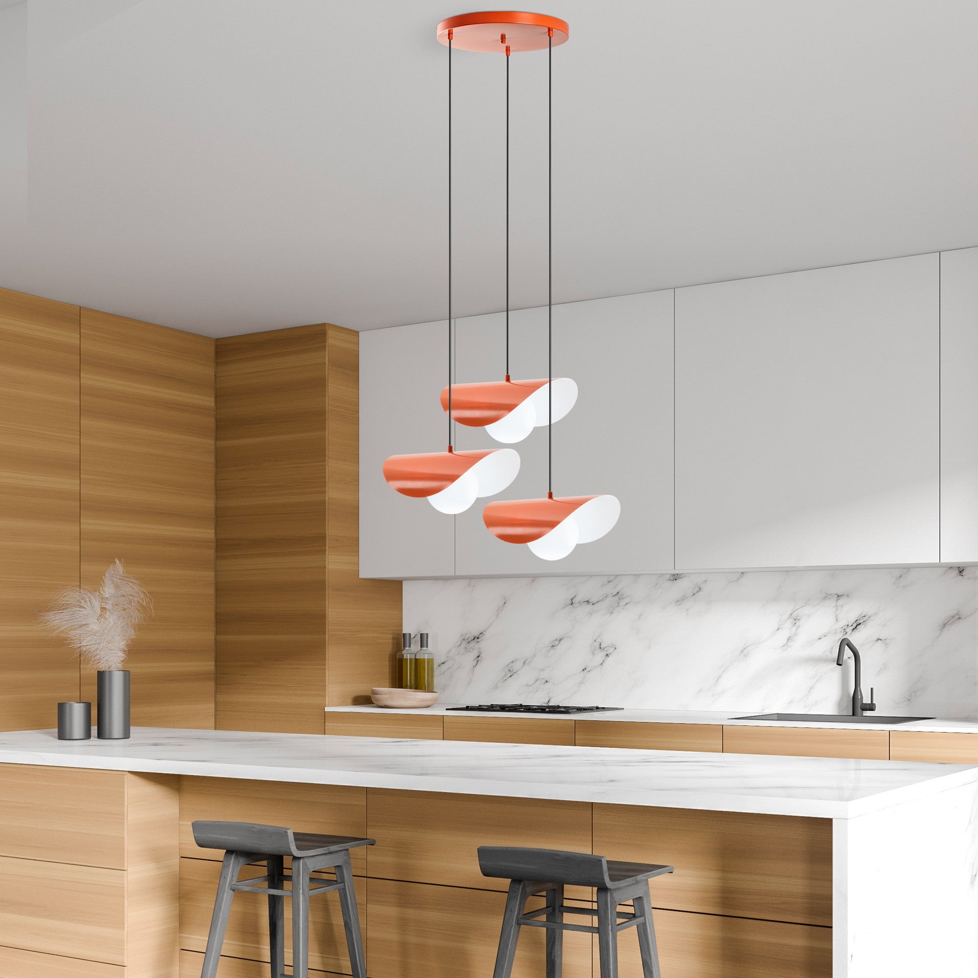 Candeeiro de Teto – 50 cm de diâmetro – laranja – metal
