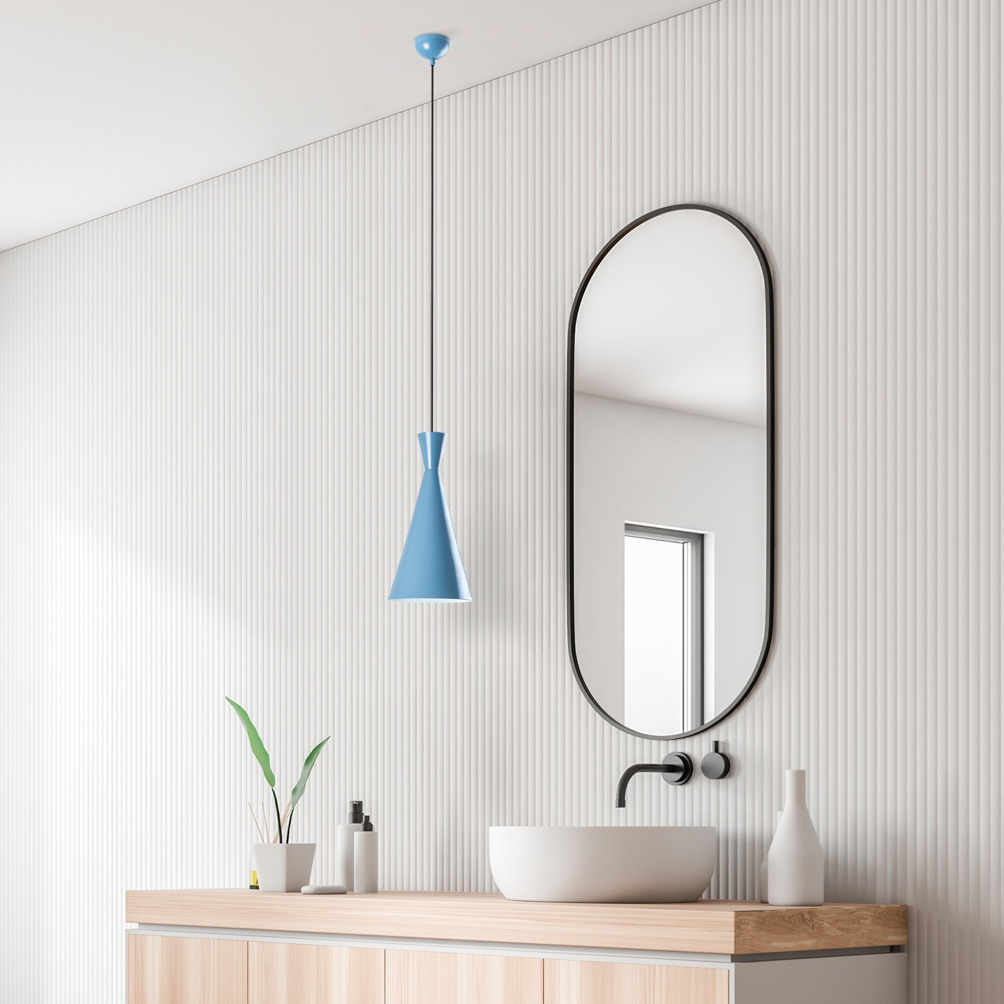 Candeeiro de Teto – altura ajustável de 45 a 134 cm – azul claro – metal