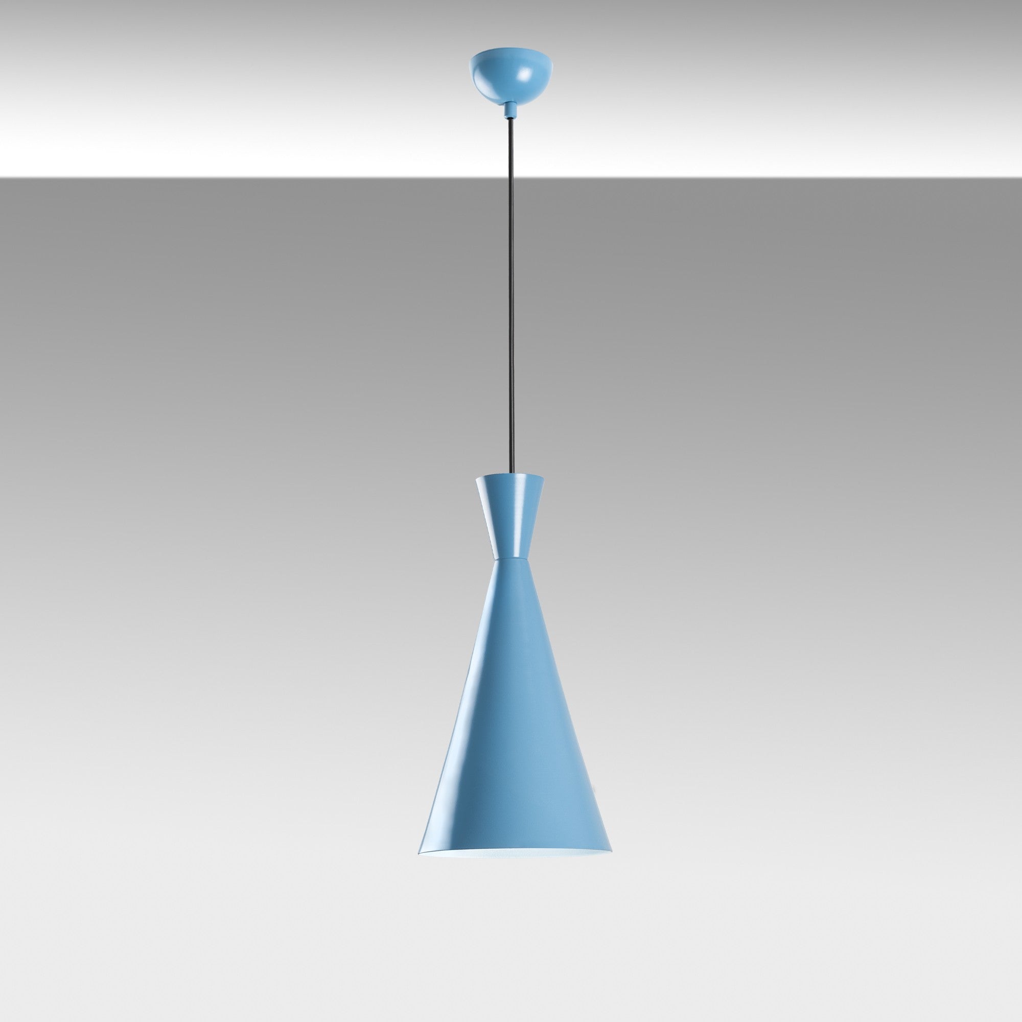 Candeeiro de Teto – altura ajustável de 45 a 134 cm – azul claro – metal