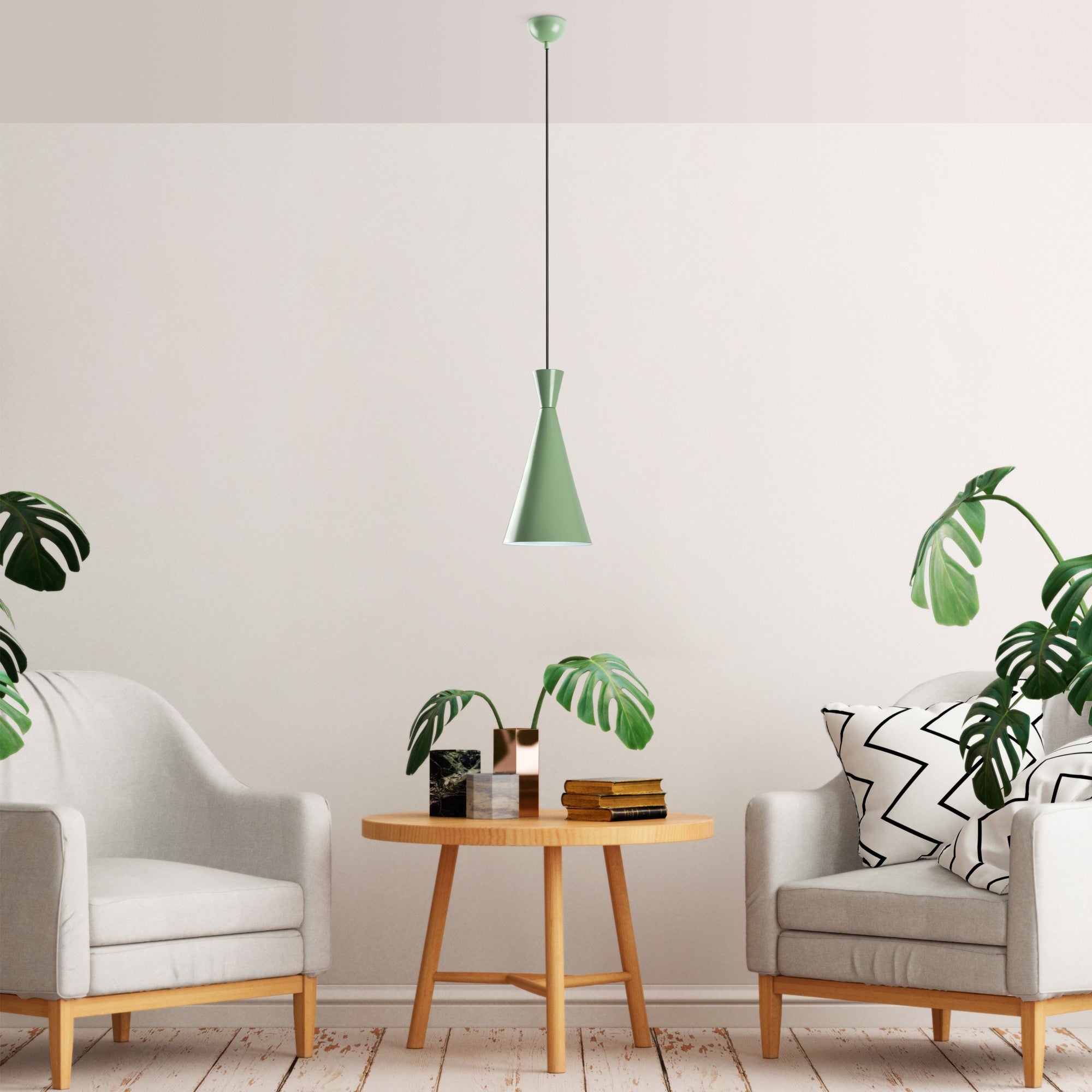 Candeeiro de Teto – altura ajustável de 45 a 134 cm – cor menta – corpo de metal
