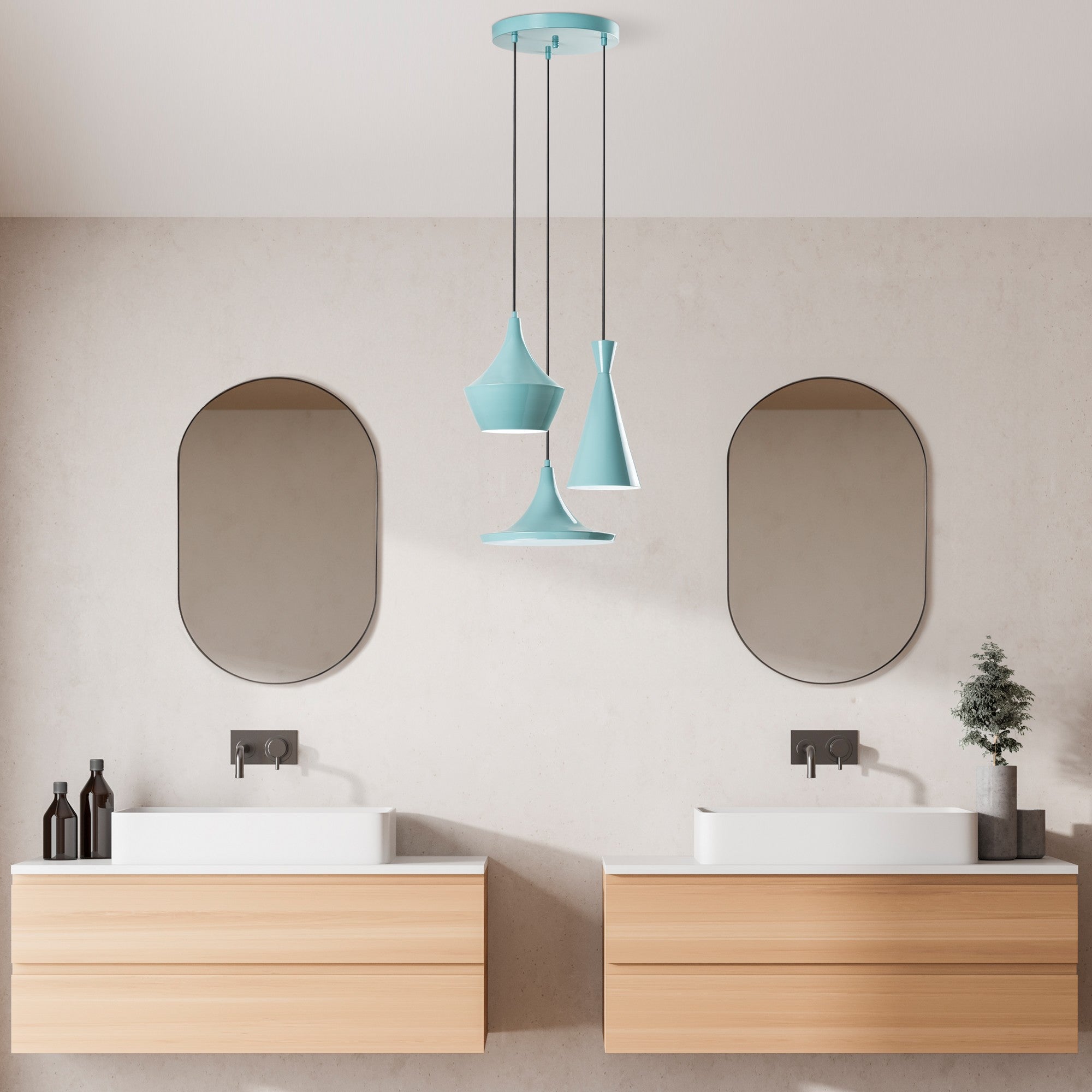 Candeeiro de Teto – altura ajustável de 45 a 135 cm – turquesa – metal