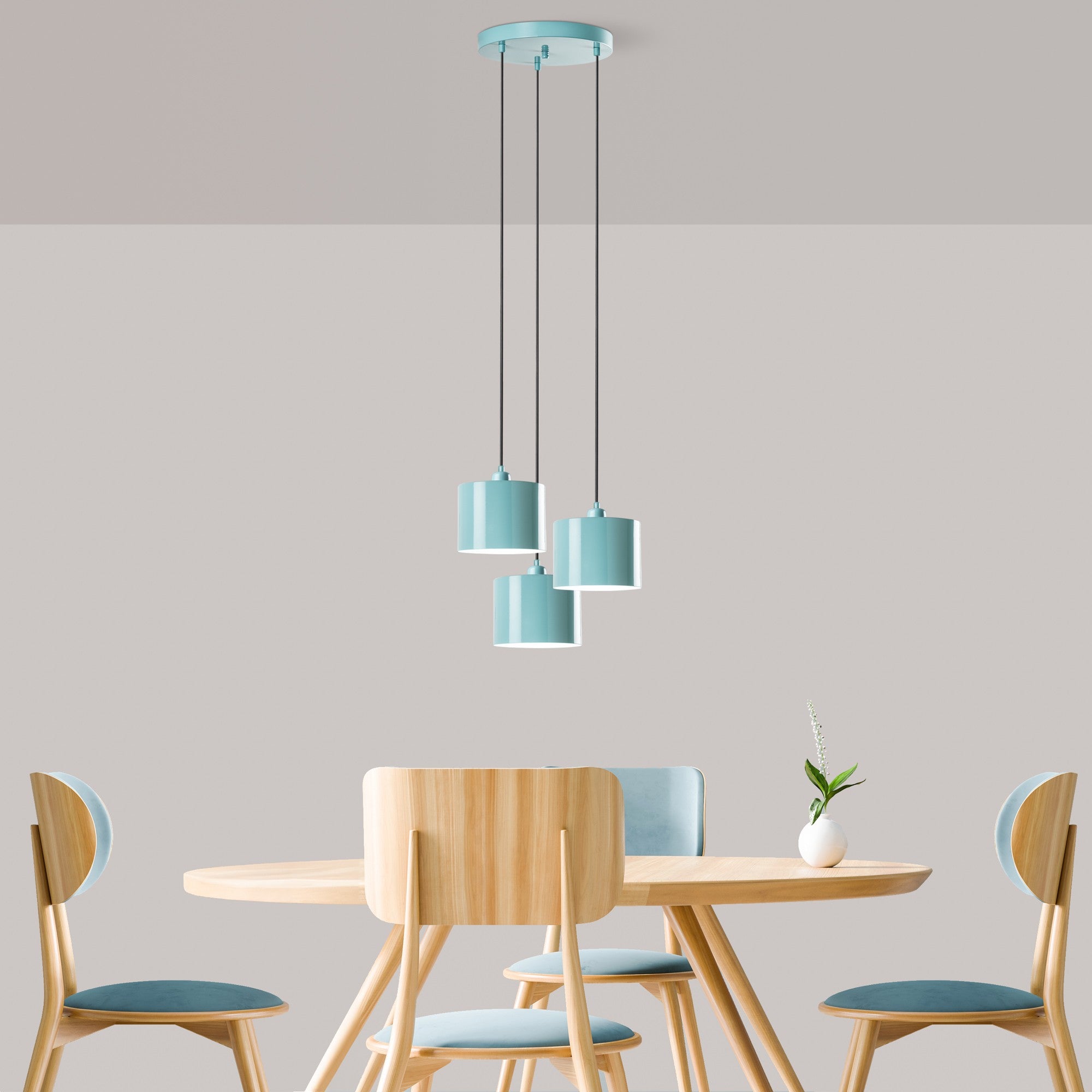 Candeeiro de Teto – diâmetro de 45 cm – cor turquesa – corpo de metal