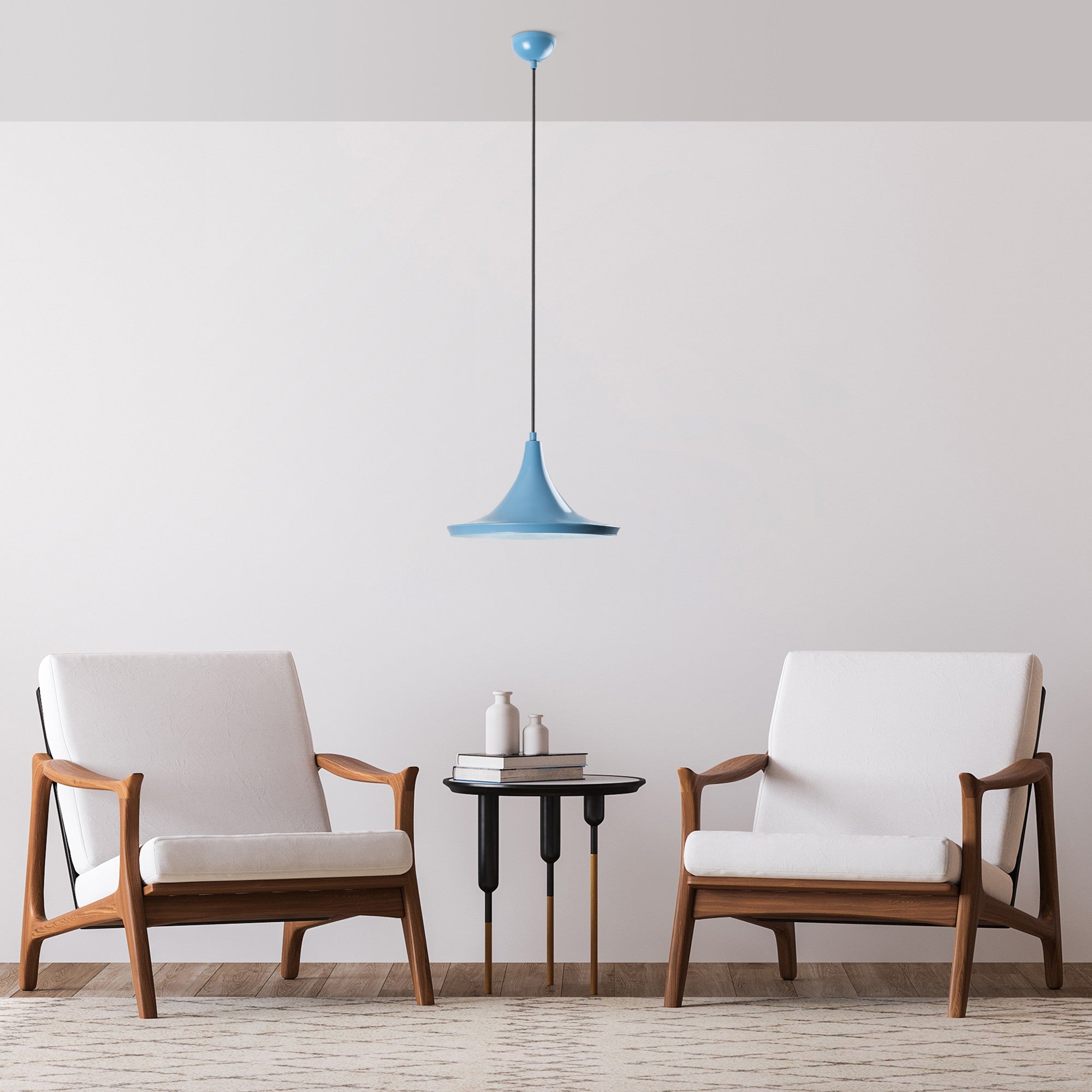 Candeeiro de Teto elegante – 30 a 117 cm – Azul claro – Metal