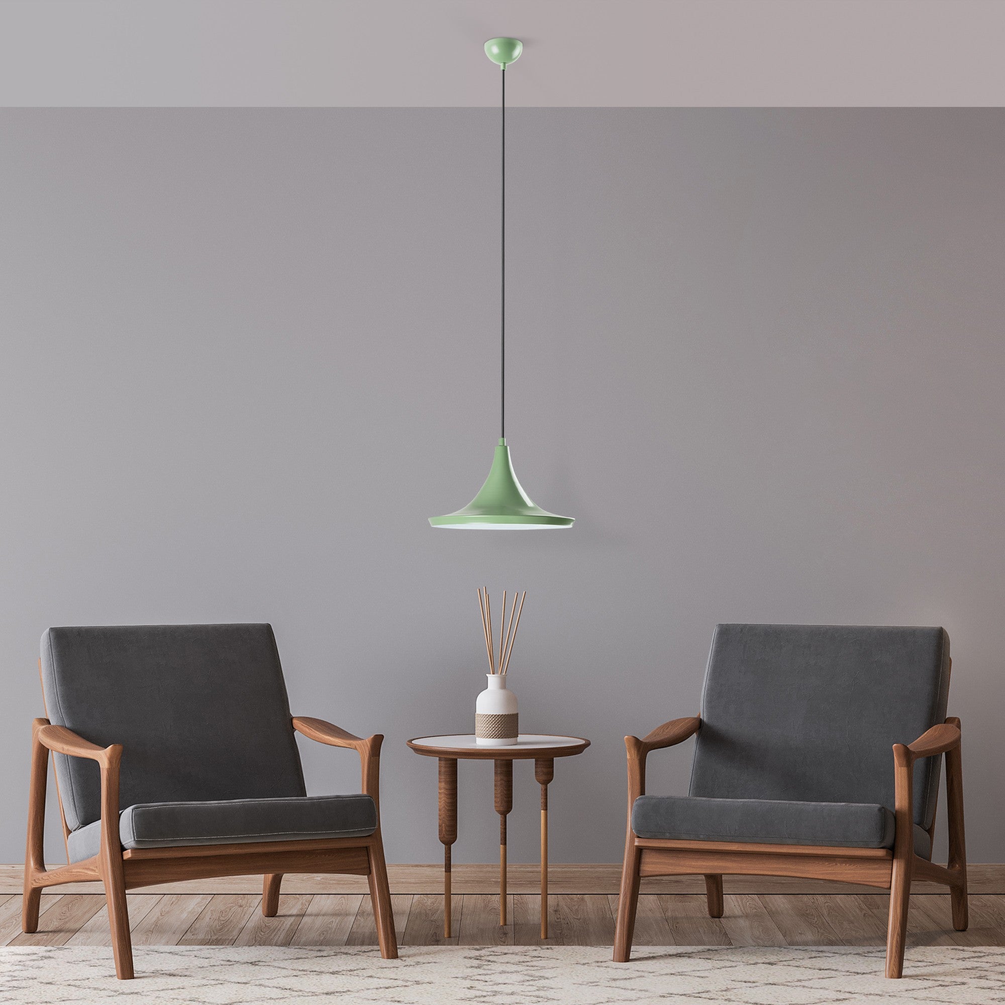 Candeeiro de Teto – altura ajustável de 30 a 117 cm – Cor Menta – corpo de metal
