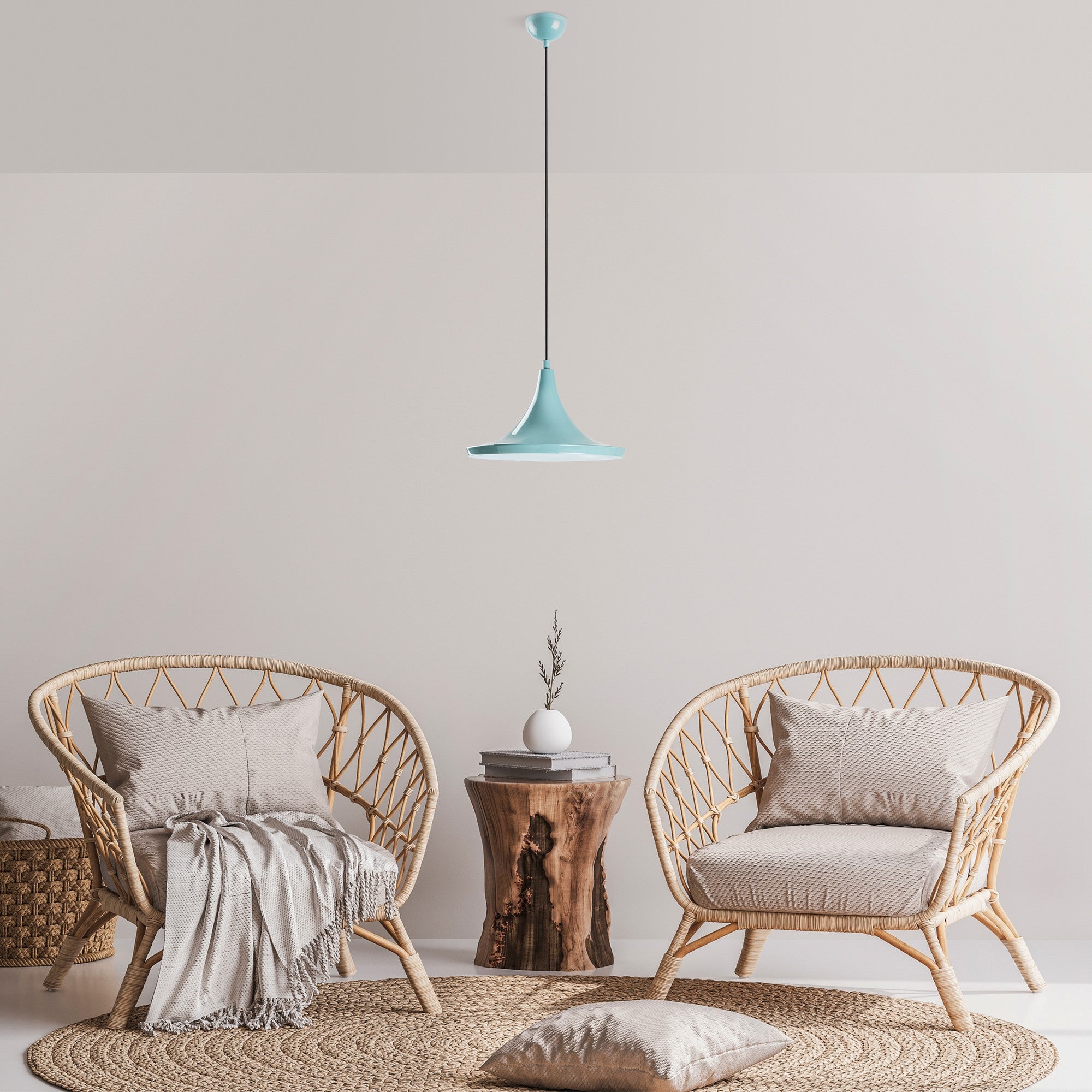 Candeeiro de Teto – Altura Ajustável 30-117 cm – Turquesa – Metal
