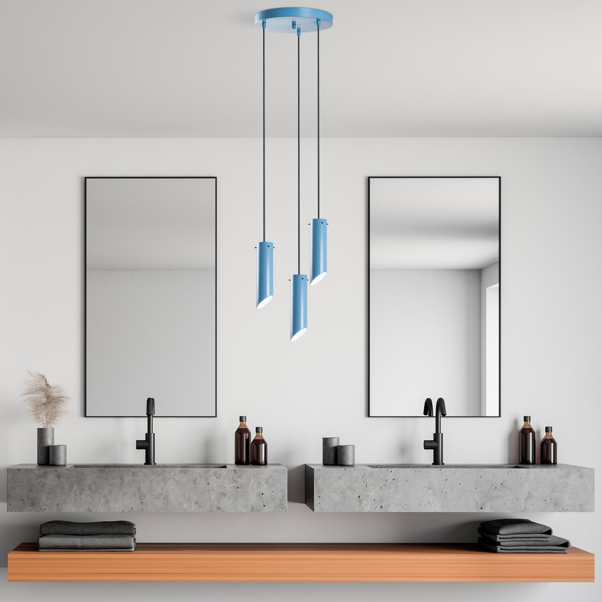 Candeeiro de Teto – 40 cm de diâmetro – azul claro – metal