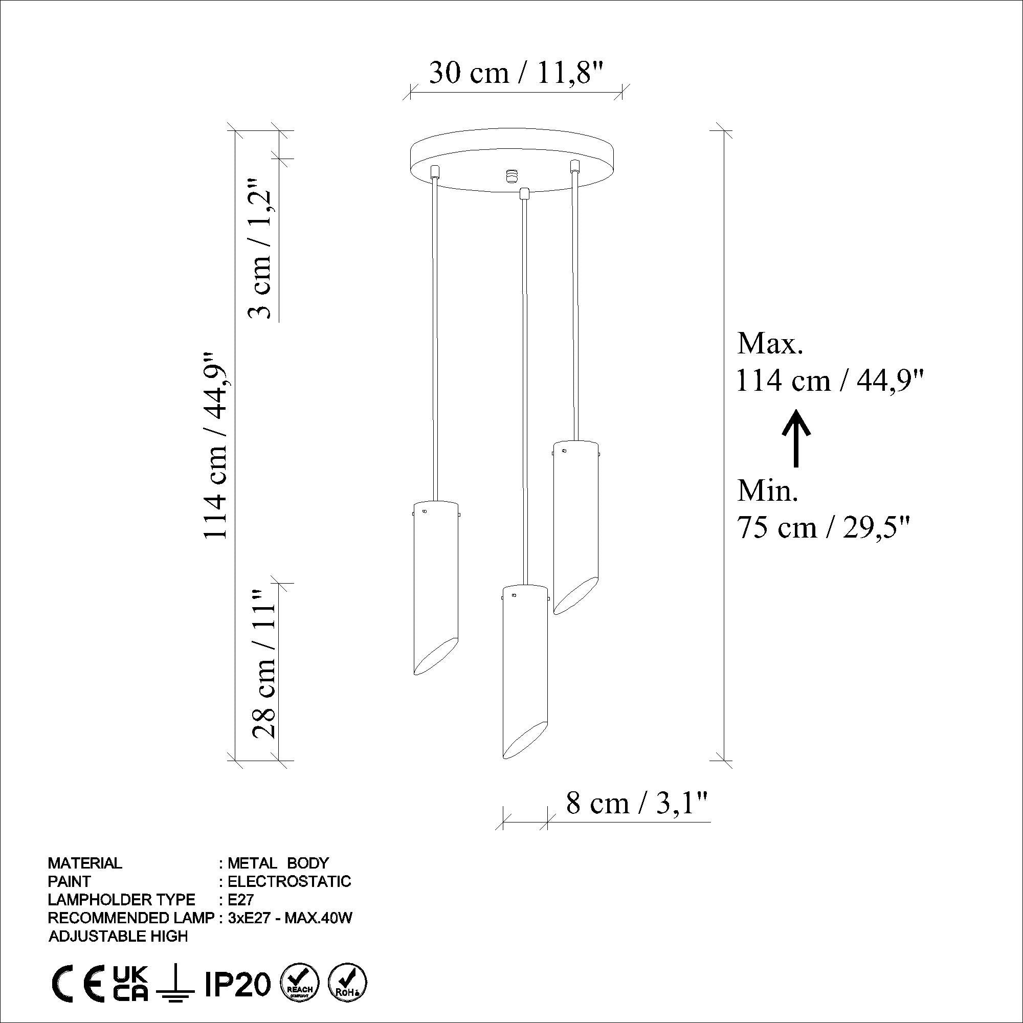 Candeeiro de Teto – 40 cm de diâmetro – menta – metal