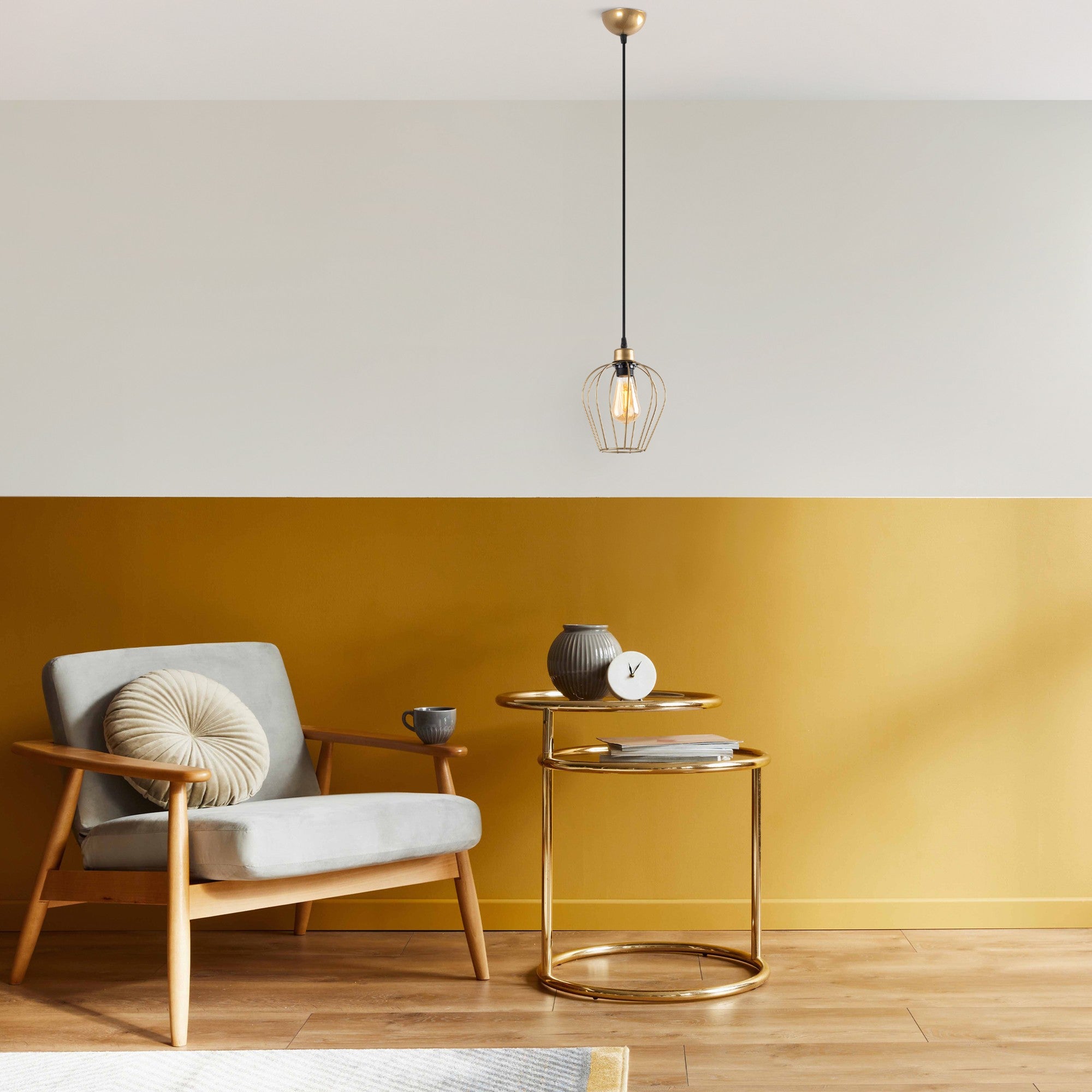 Candeeiro de Teto – 30 - 116 cm – Dourado – Metálico
