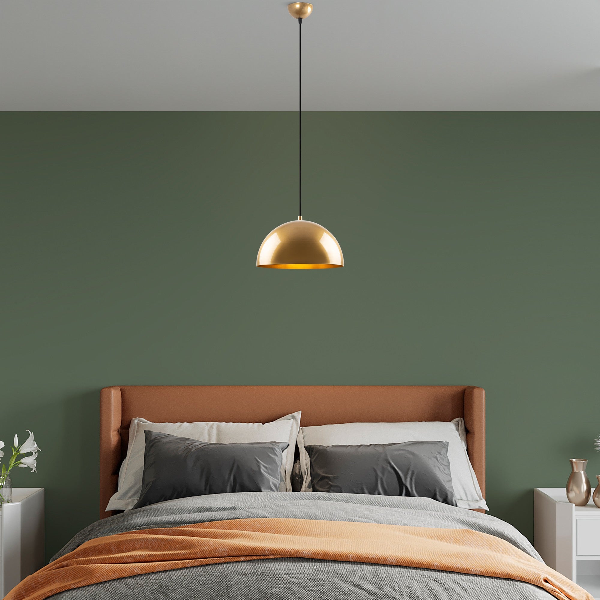 Candeeiro de Teto – 30 x 30 x 111 cm – Dourado – Metálico