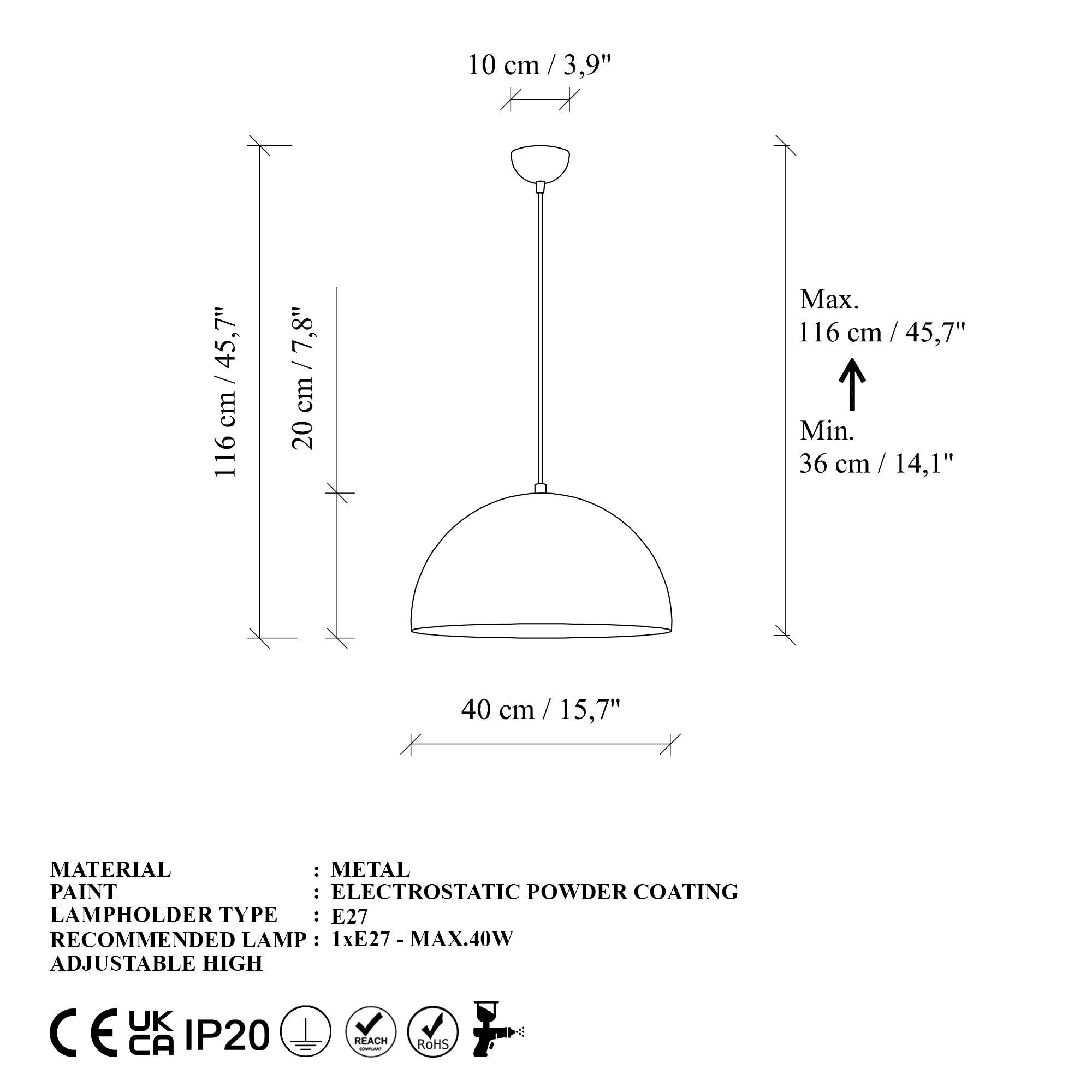Candeeiro de Teto – 40 x 40 x 116 cm – Dourado – Metal