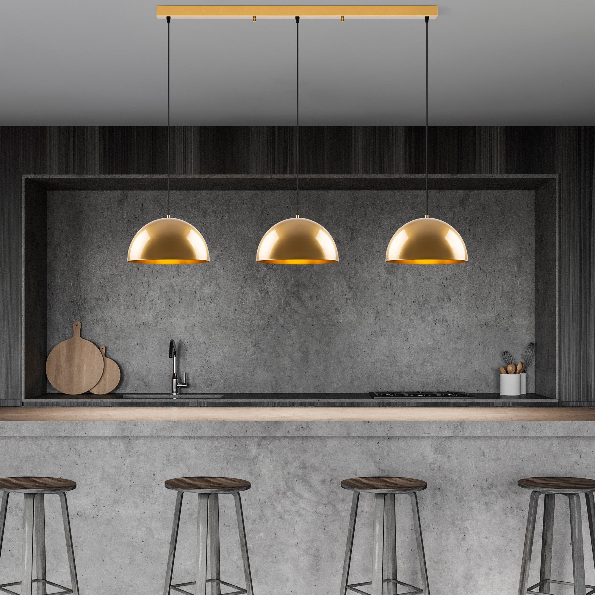 Candeeiro de Teto – 145 x 40 x 116 cm – Dourado – Metal