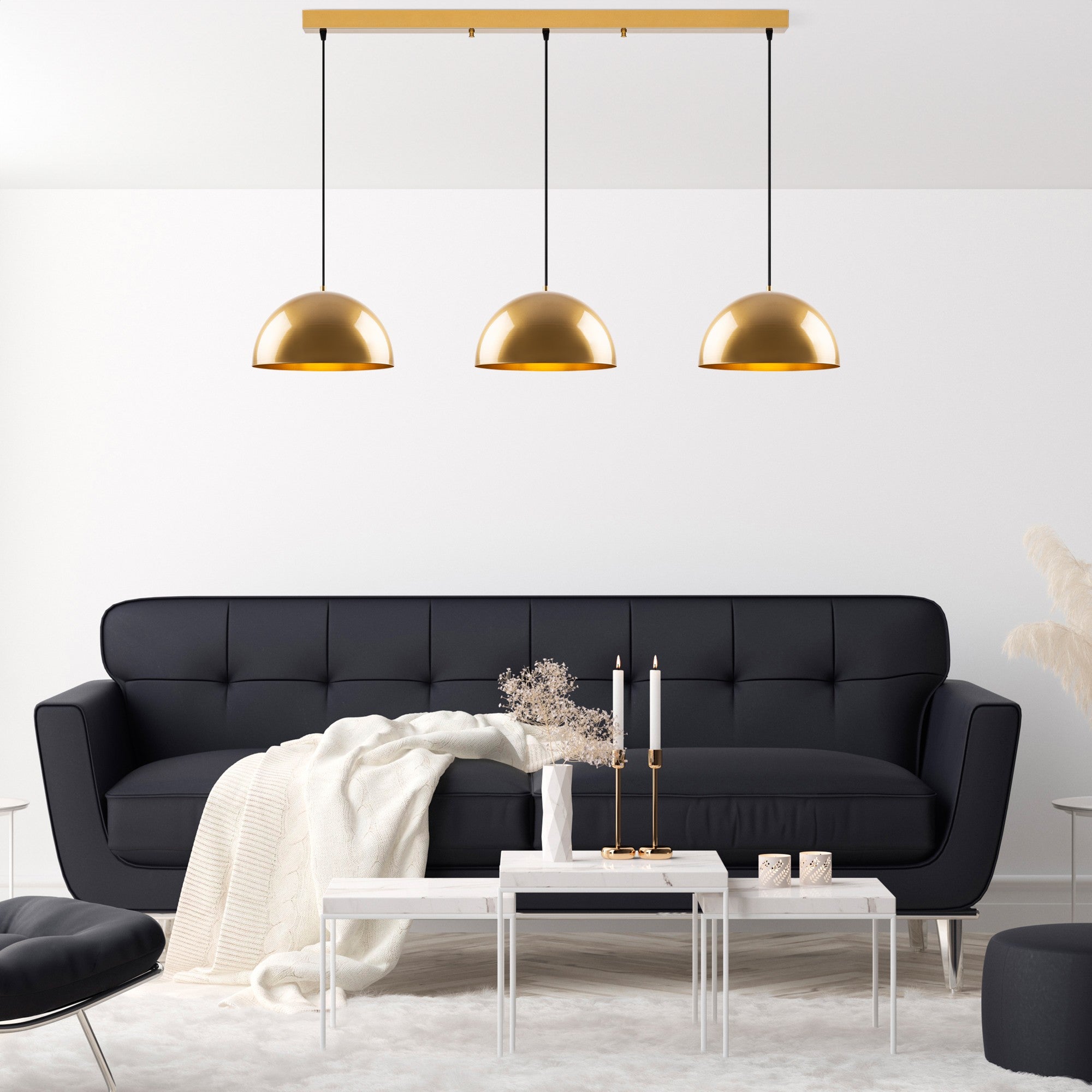 Candeeiro de Teto – 145 x 40 x 116 cm – Dourado – Metal