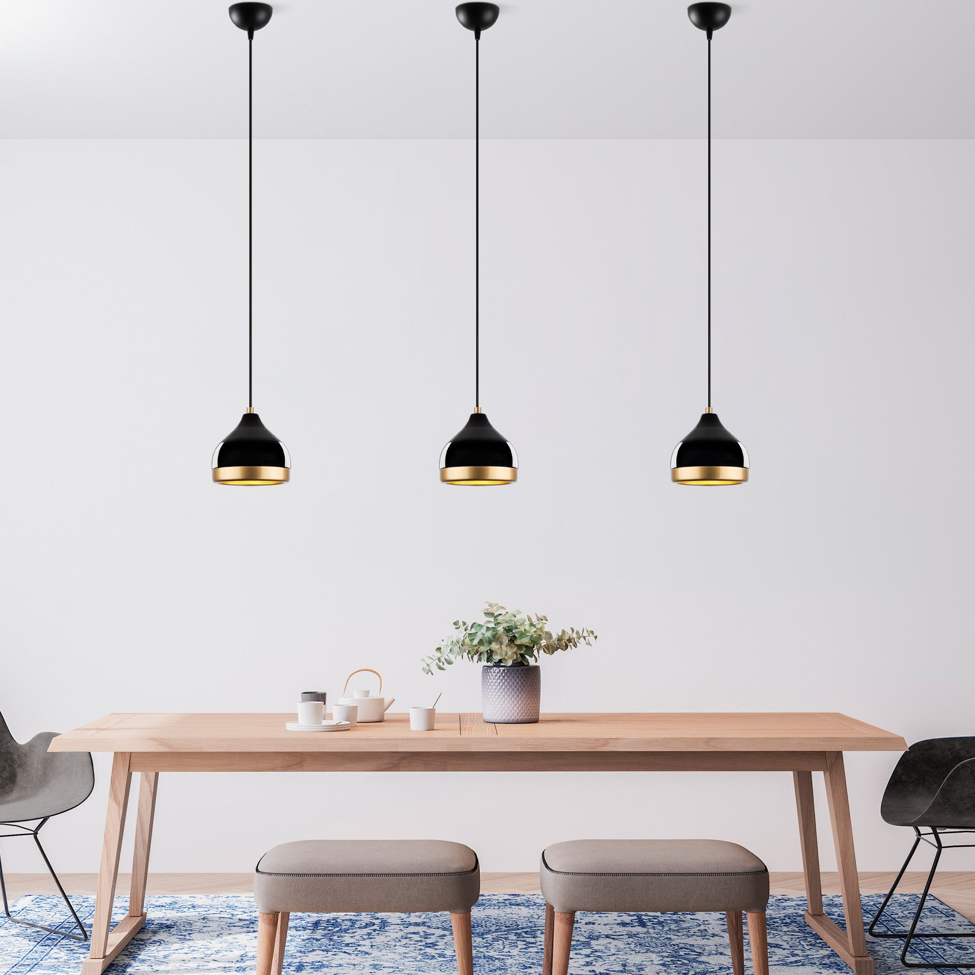 Candeeiro de Teto – 17 x 17 x 112 cm – Preto – Metal