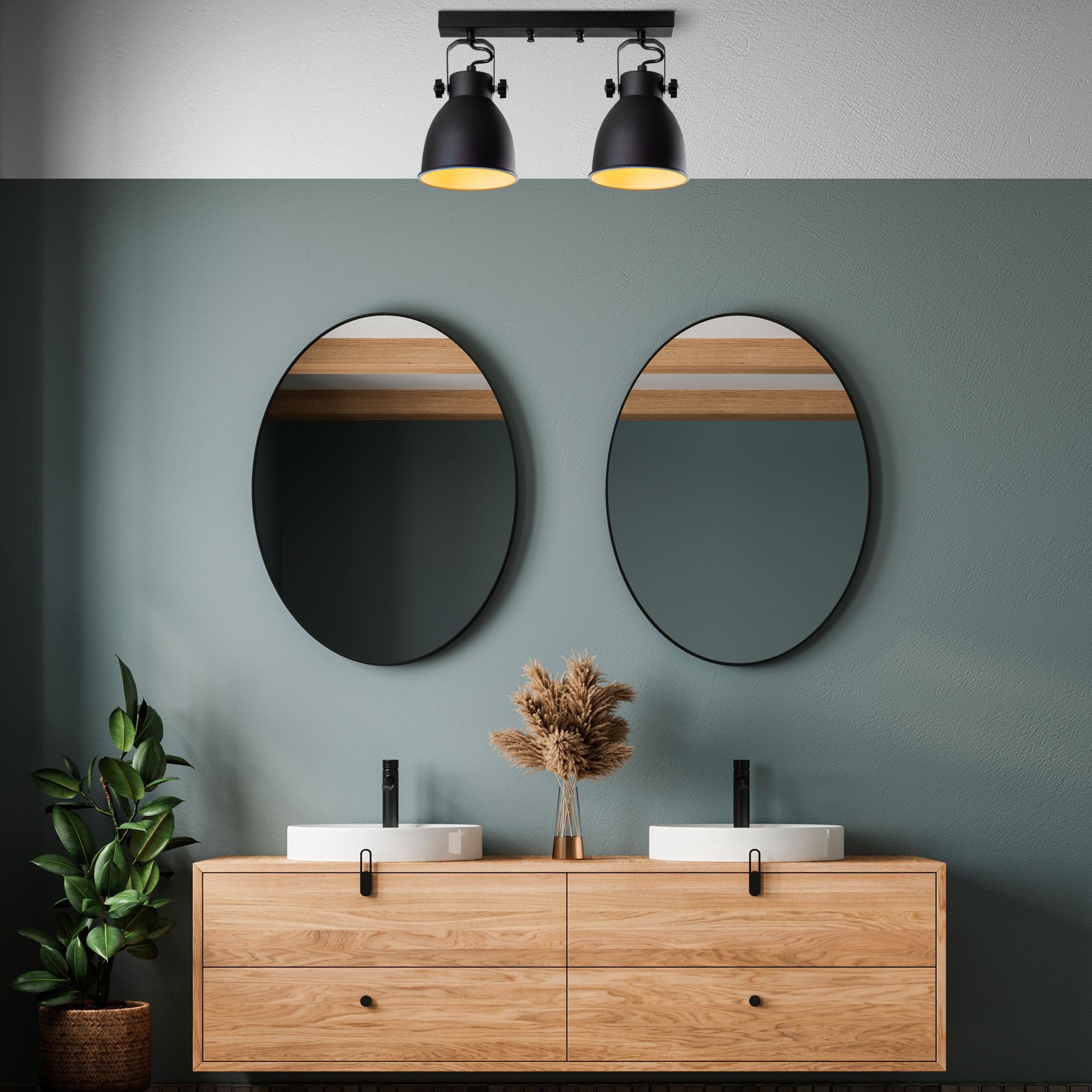 Candeeiro de Teto – 40 x 16 x 28 cm – Preto – Metal