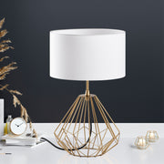 Candeeiro de Mesa – 25 x 25 x 43 cm – Dourado – Metal com Tecido