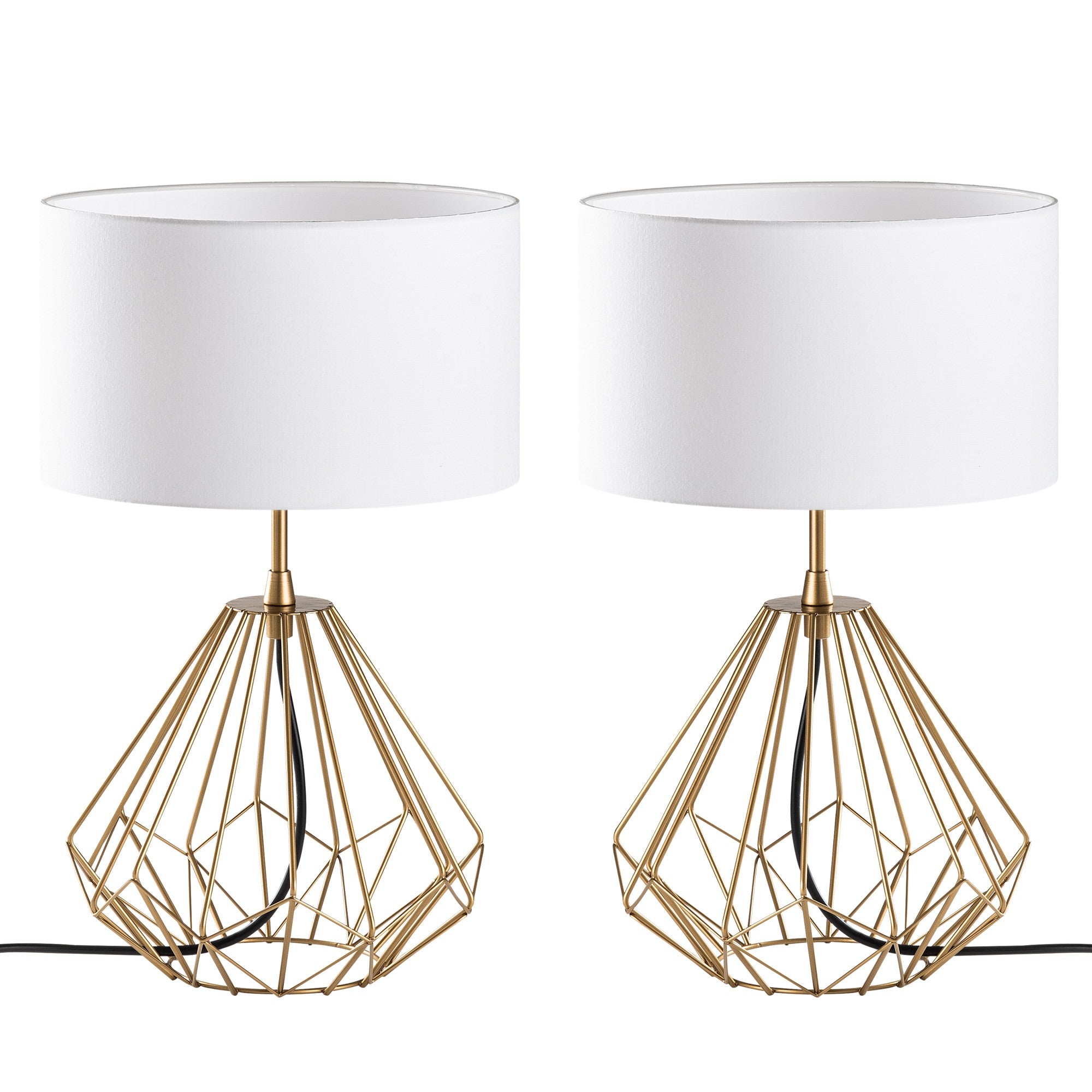 Conjunto de Candeeiros de Mesa – 25 x 25 x 43 cm – Dourado – Metálico
