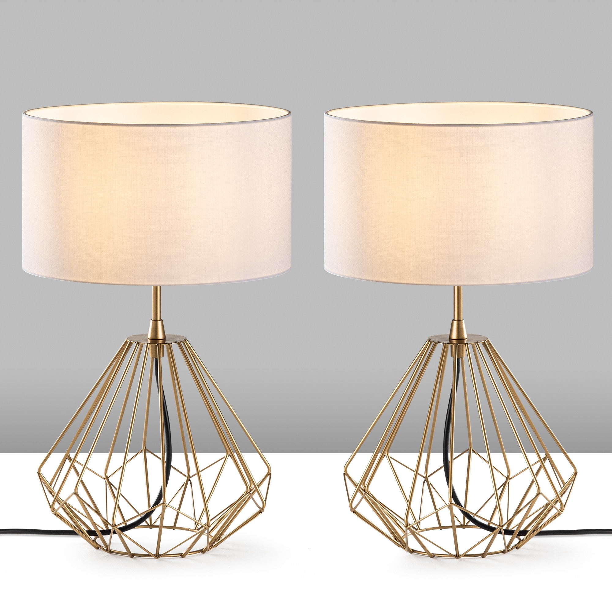 Conjunto de Candeeiros de Mesa – 25 x 25 x 43 cm – Dourado – Metálico