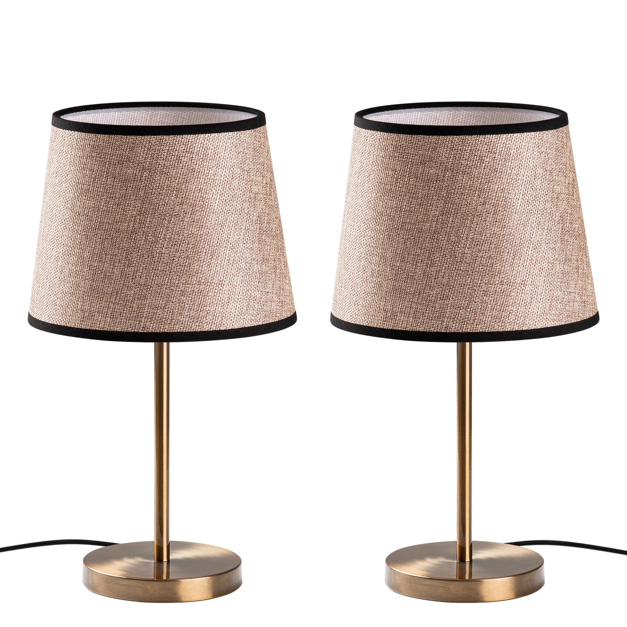 Conjunto de Candeeiros de Mesa – 21 x 21 x 39 cm – Antigo – Metal e Tecido
