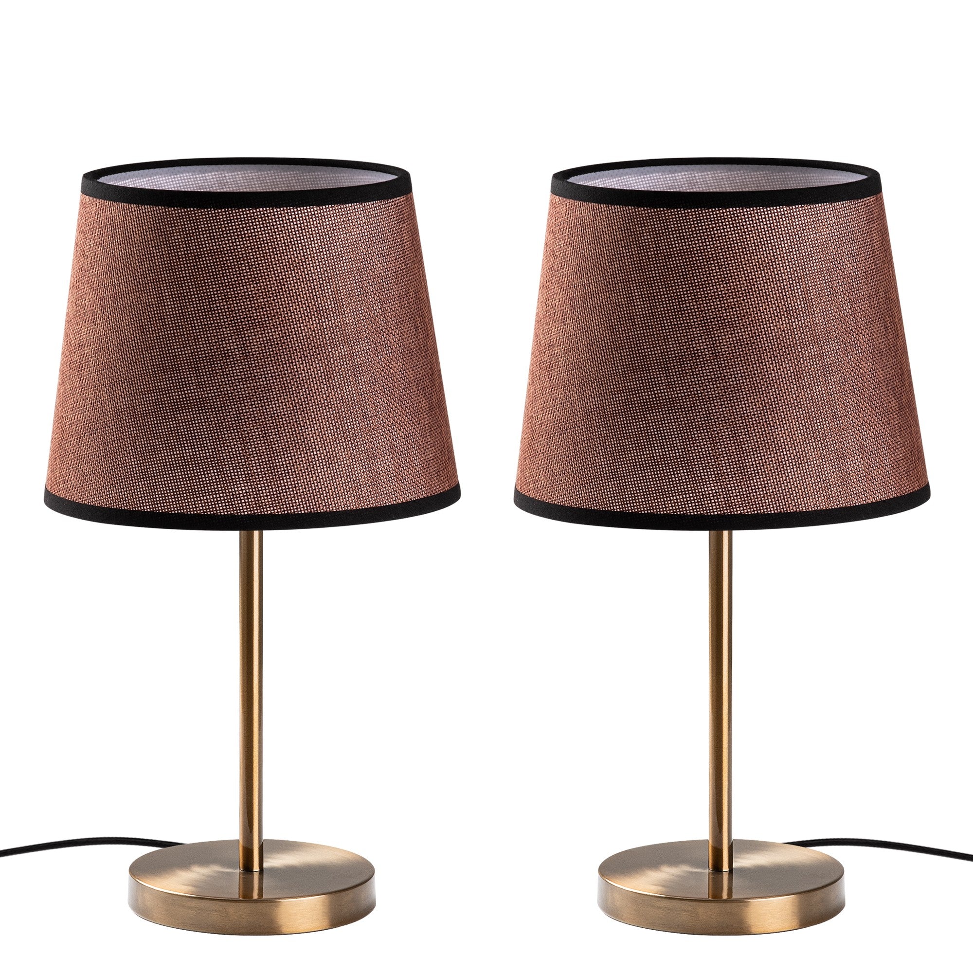 Conjunto de Candeeiros de Mesa – 21 x 21 x 39 cm – Cor antiga – Metal e tecido