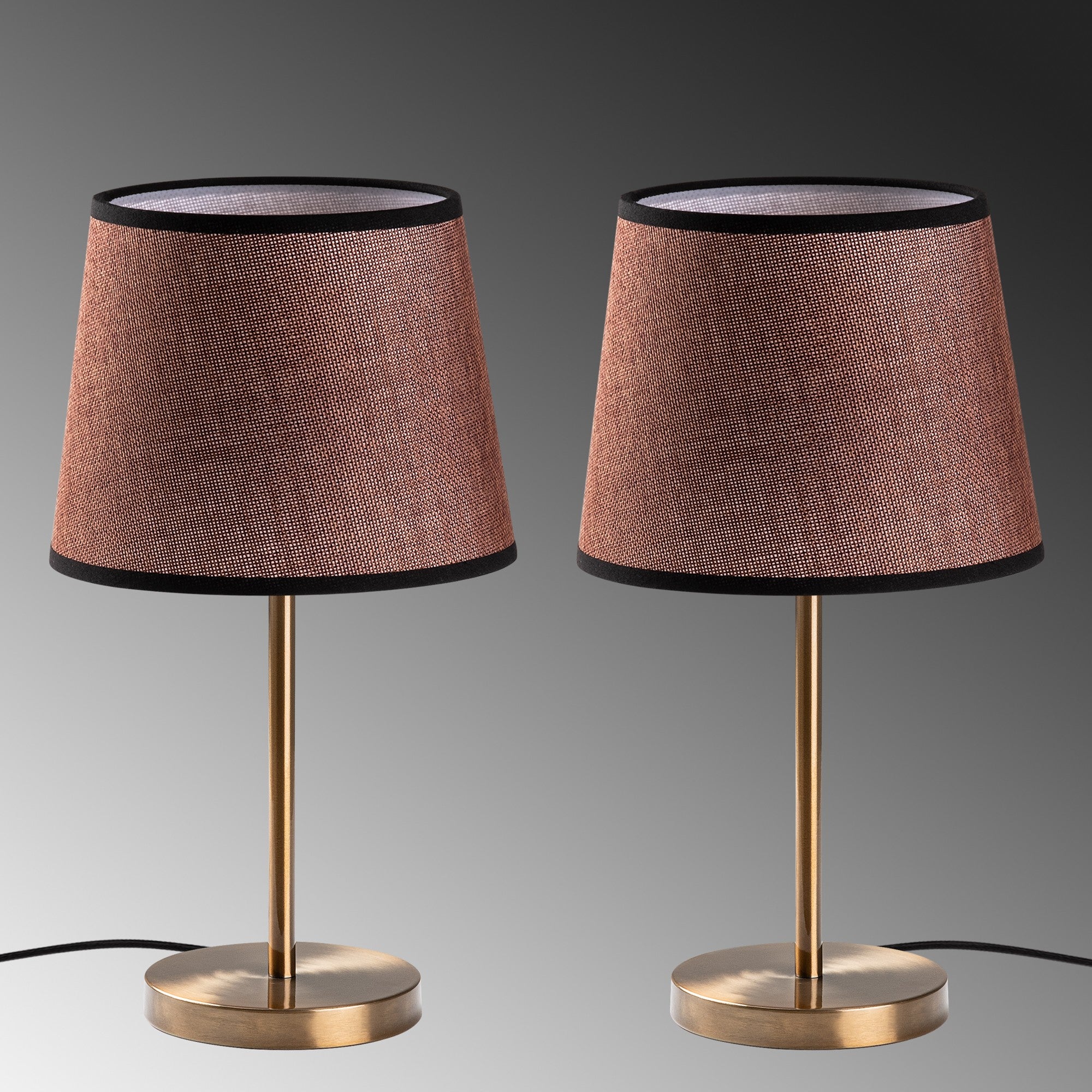 Conjunto de Candeeiros de Mesa – 21 x 21 x 39 cm – Cor antiga – Metal e tecido