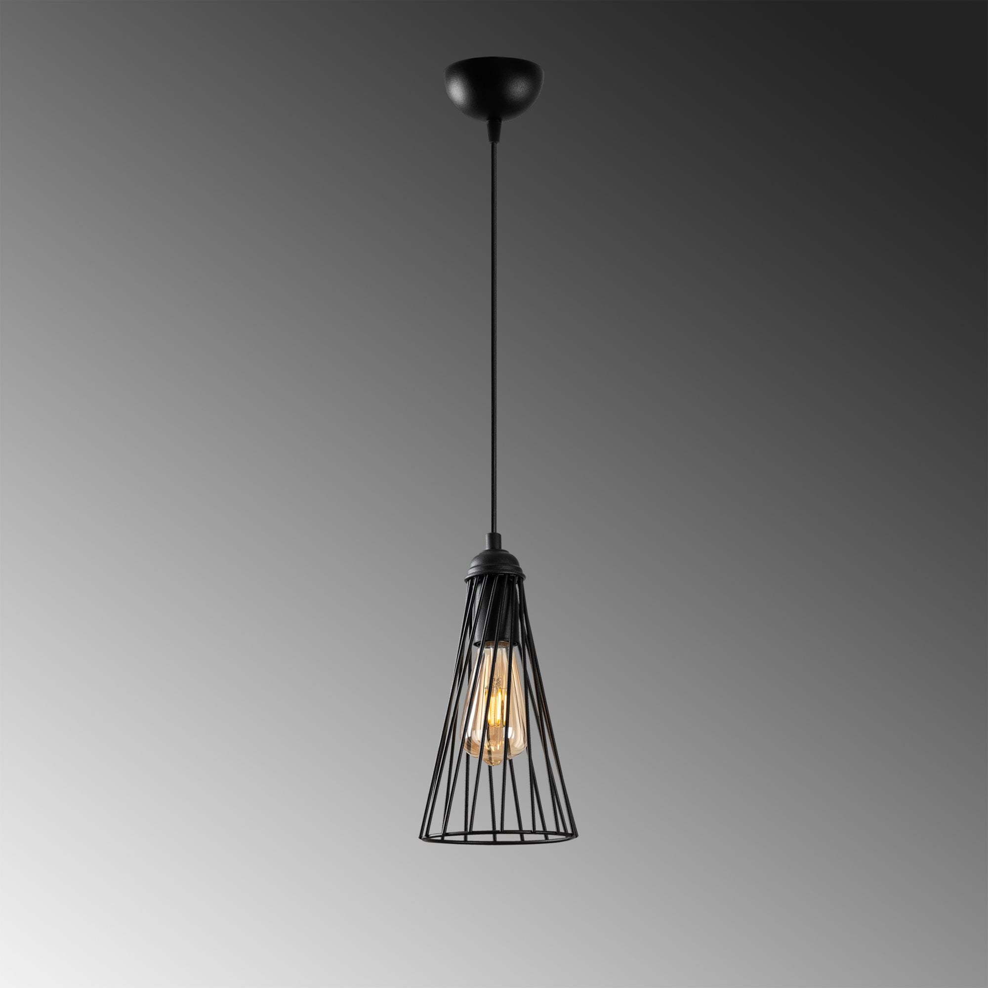 Candeeiro de Teto – 14 x 14 x 124 cm – Preto – Metal