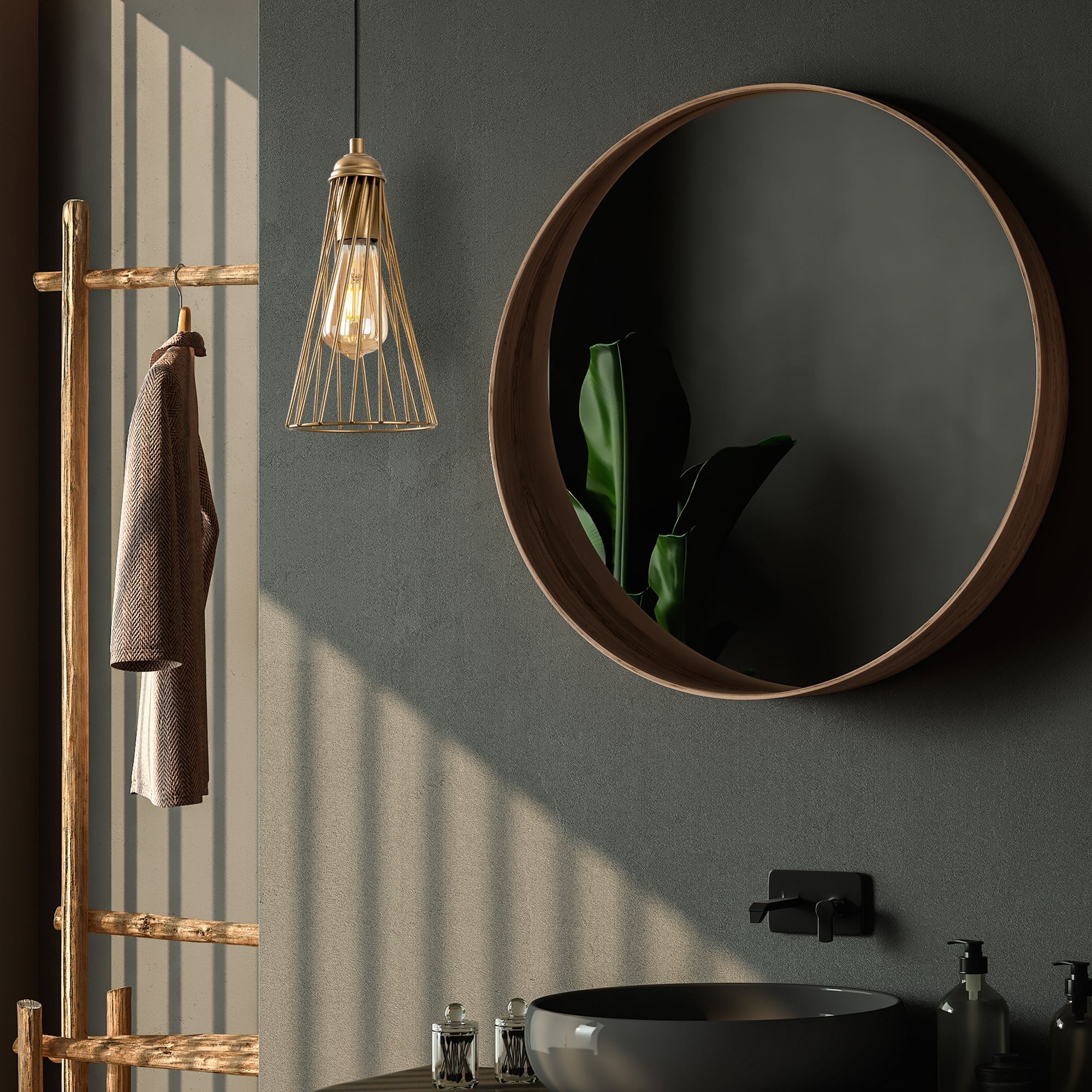 Candeeiro de Teto – 14 x 14 x 124 cm – Dourado – Metal