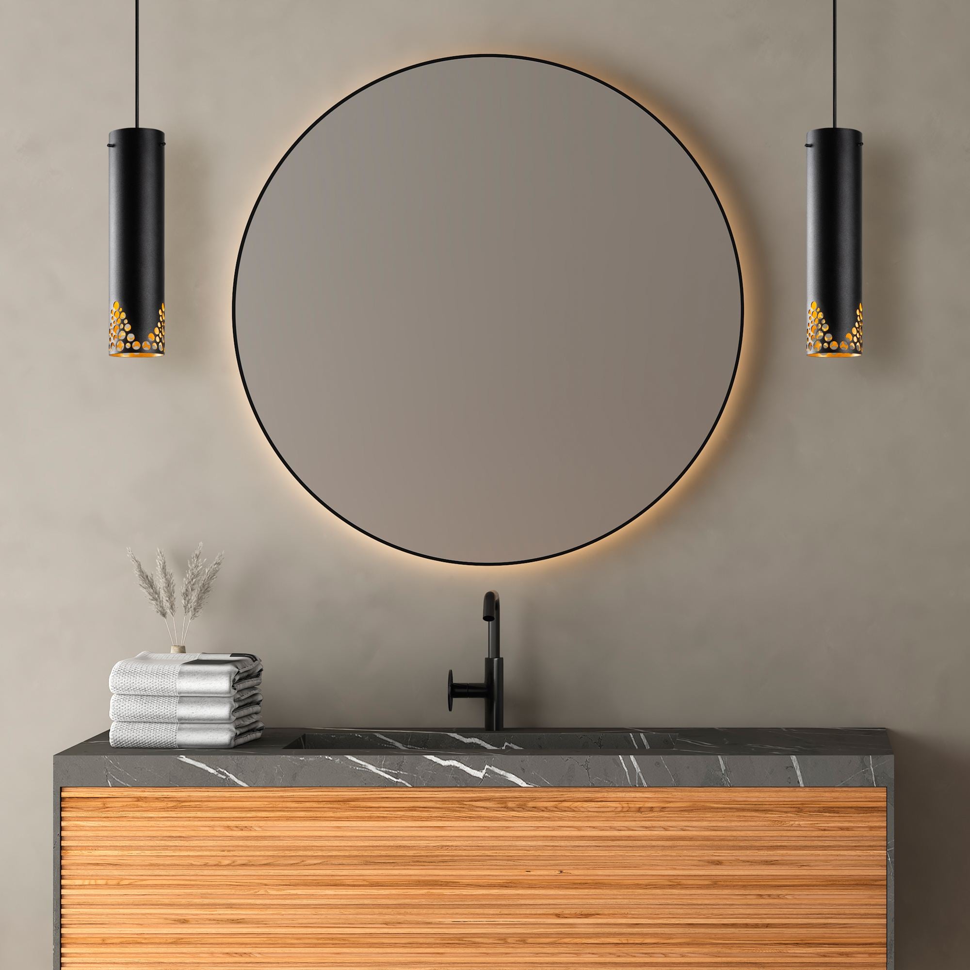 Candeeiro de Teto – 8 x 8 x 126 cm – Preto – Metal