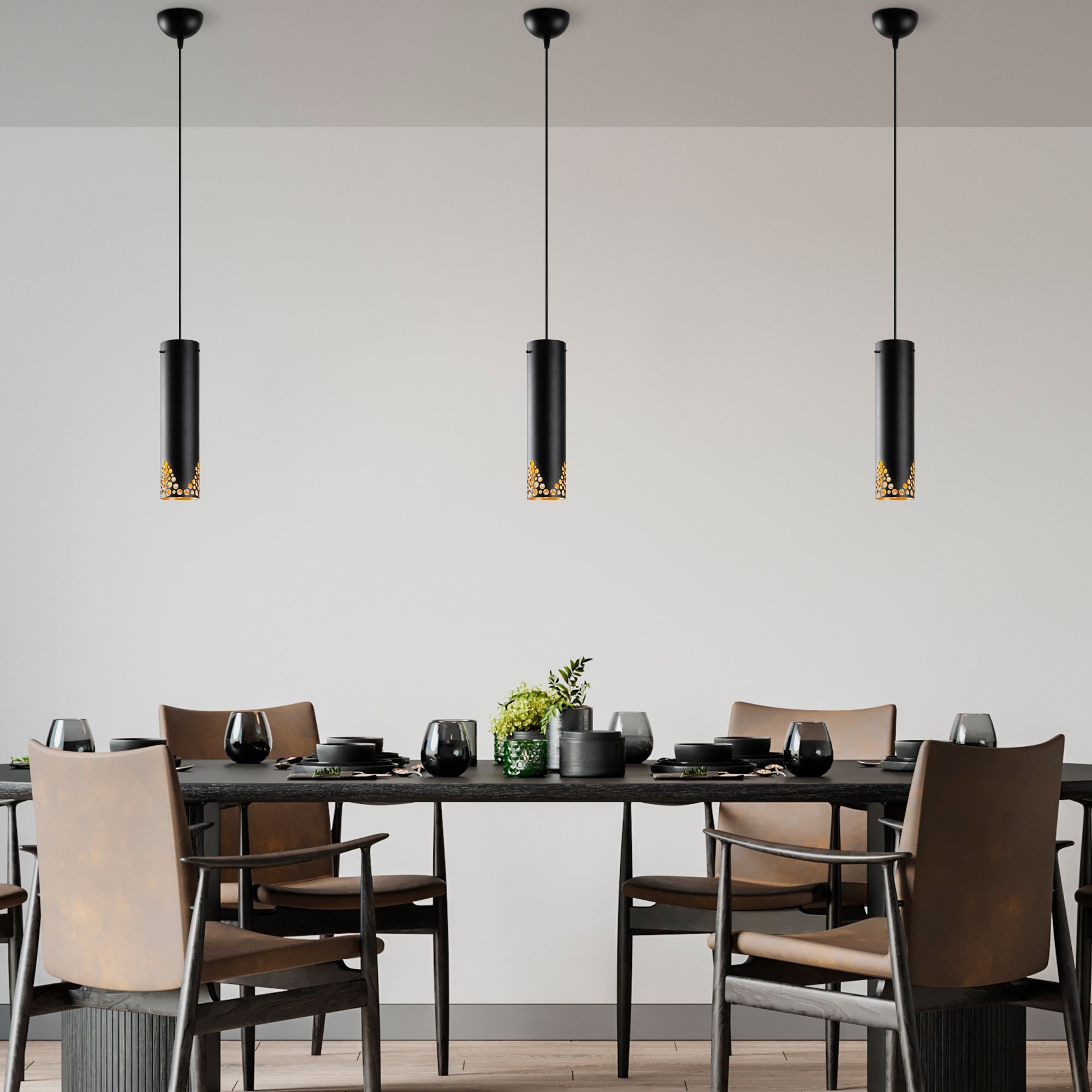 Candeeiro de Teto – 8 x 8 x 126 cm – Preto – Metal