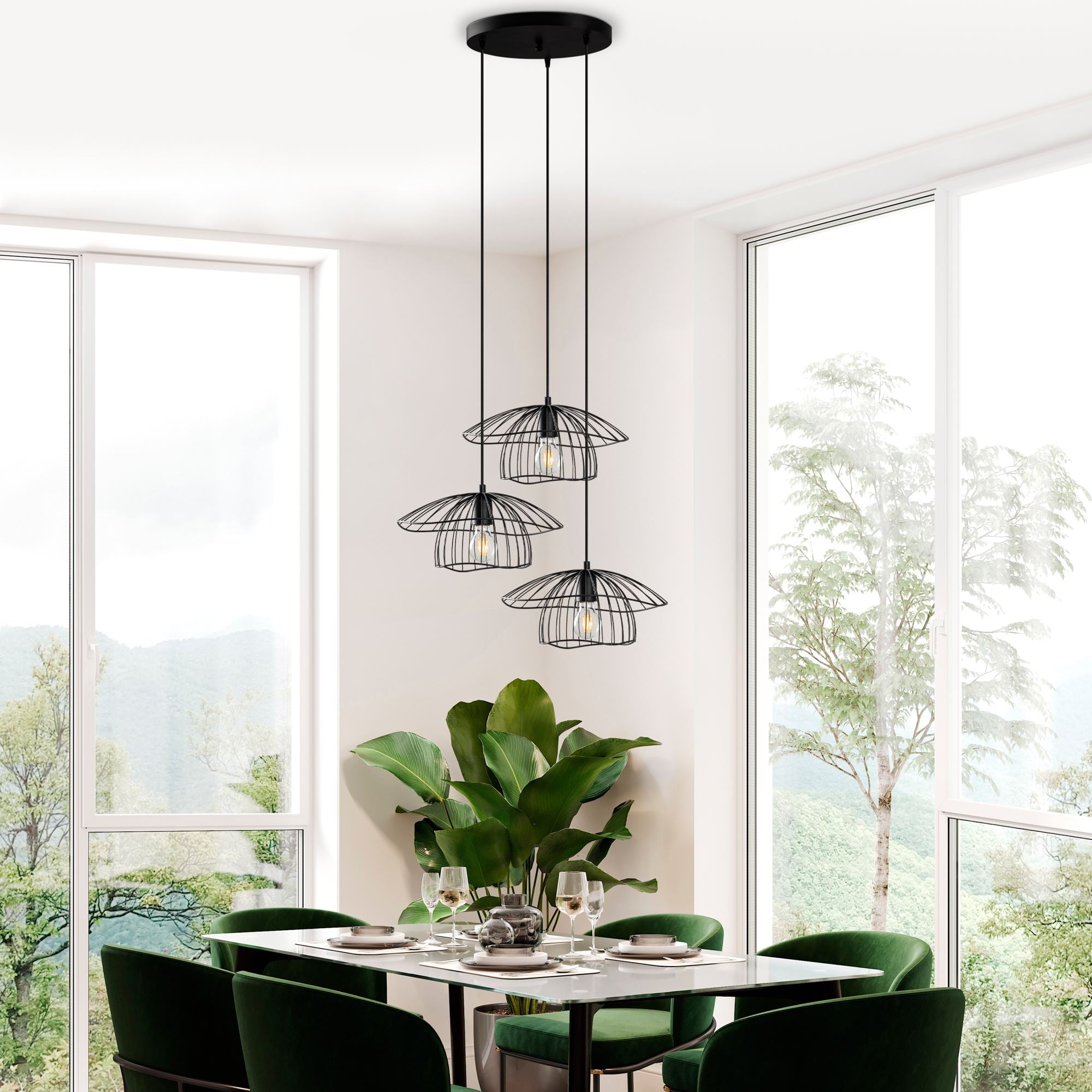 Candeeiro de Teto – 68 x 68 x 110 cm – Preto – Metal