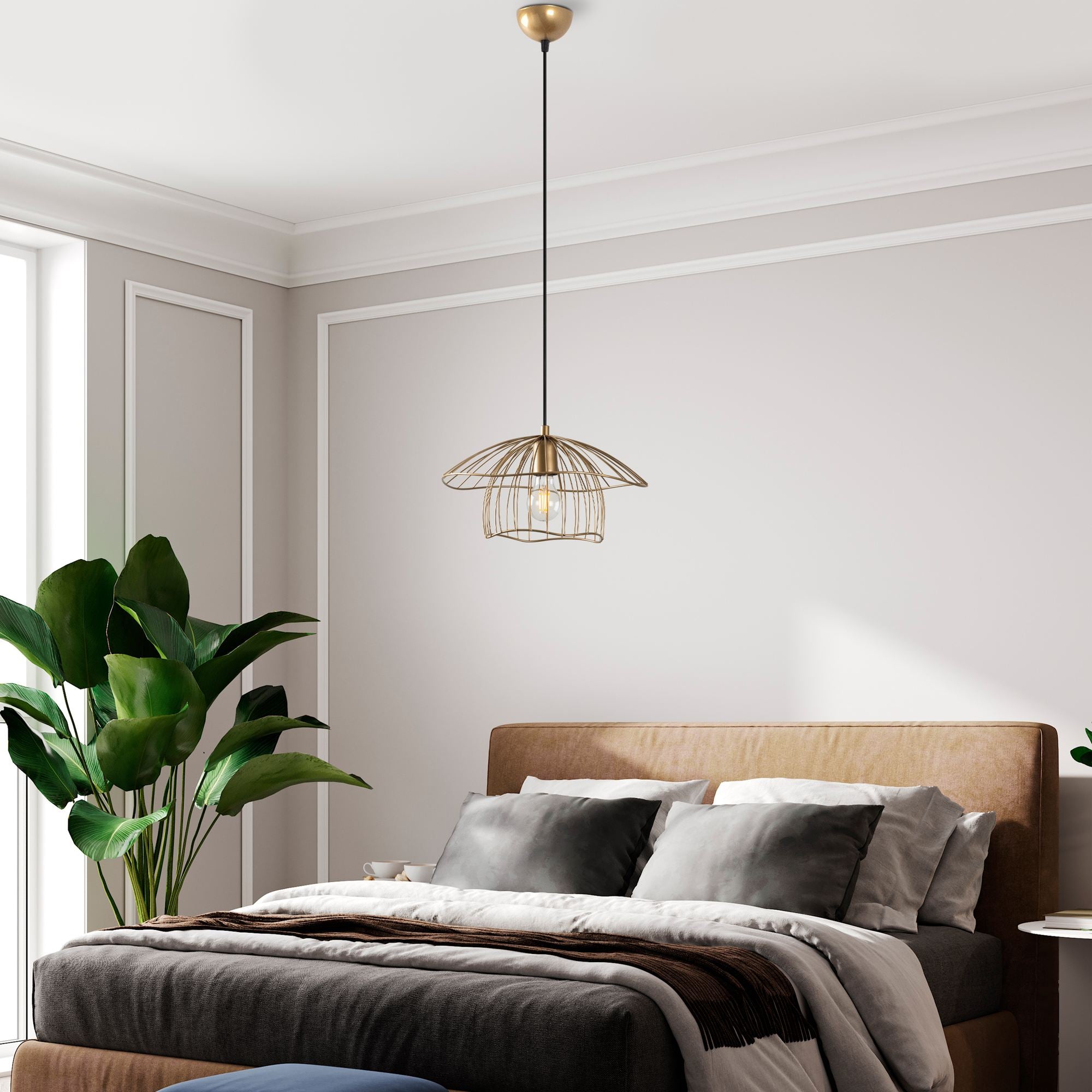 Candeeiro de Teto – 68 x 68 x 112 cm – Dourado – Metal