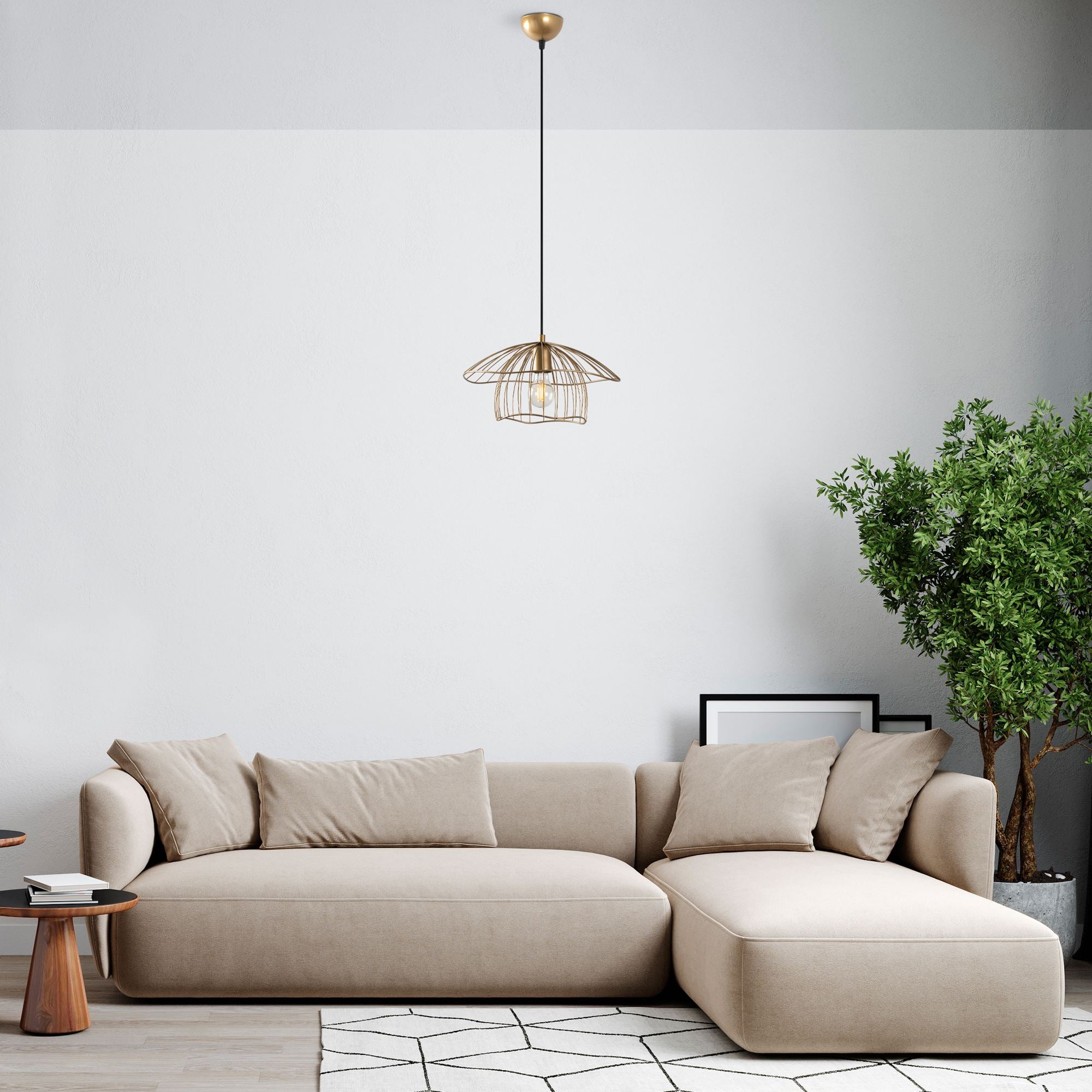 Candeeiro de Teto – 68 x 68 x 112 cm – Dourado – Metal