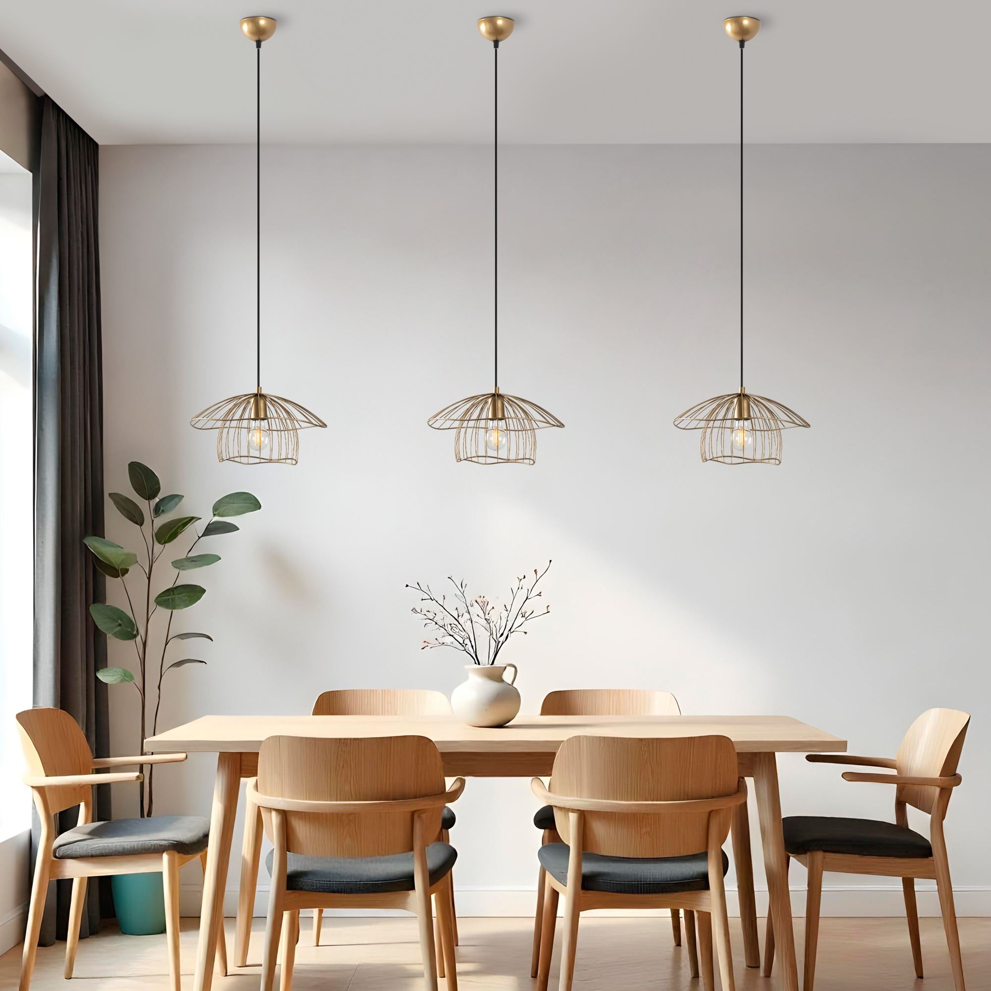 Candeeiro de Teto – 68 x 68 x 112 cm – Dourado – Metal
