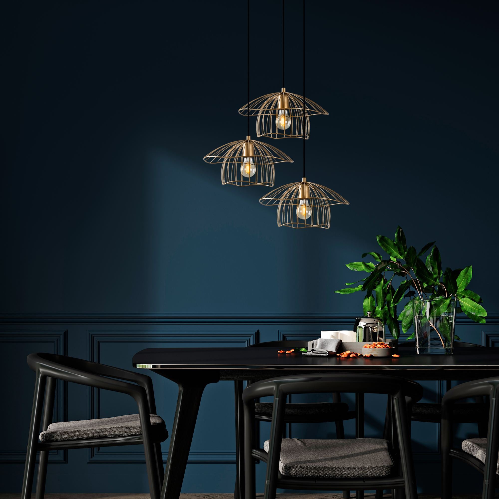 Candeeiro de Teto – 68 x 68 x 110 cm – Ouro – Metálico