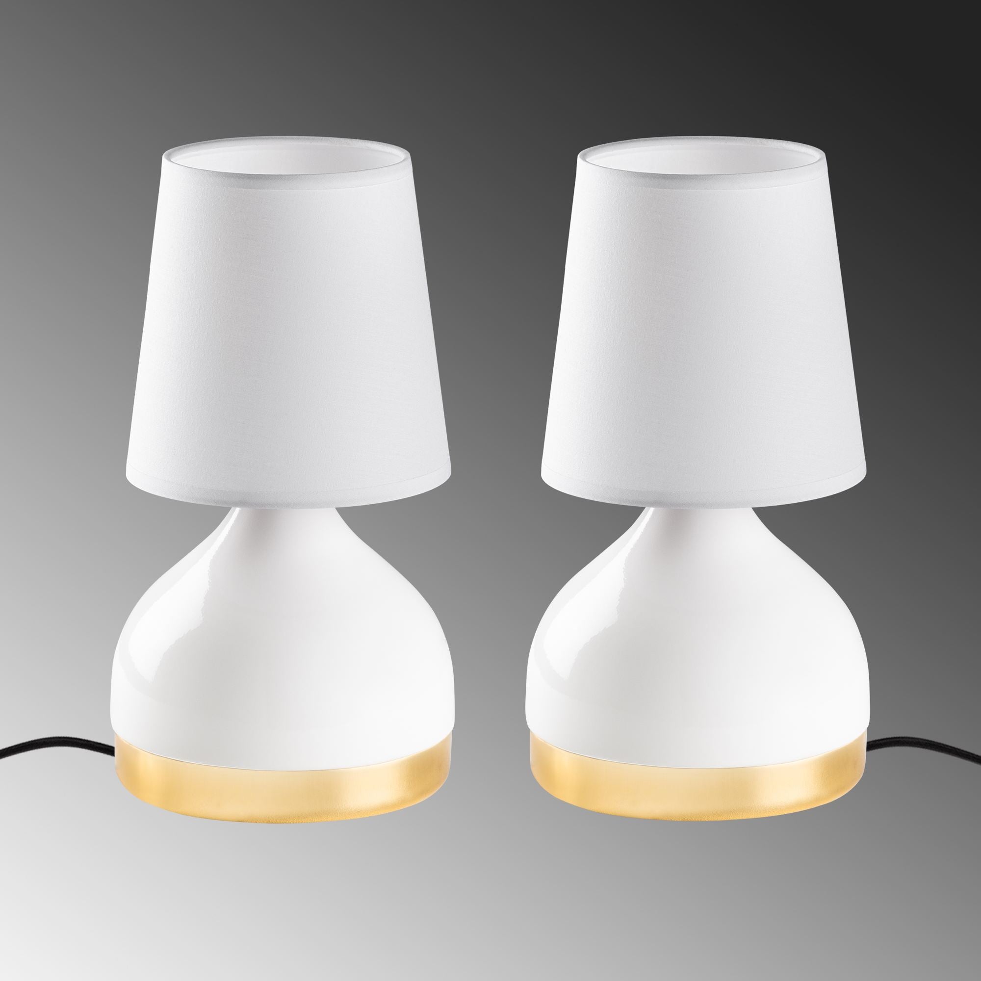 Conjunto de Candeeiros de Mesa – 17 x 17 x 33 cm – Branco – Metal