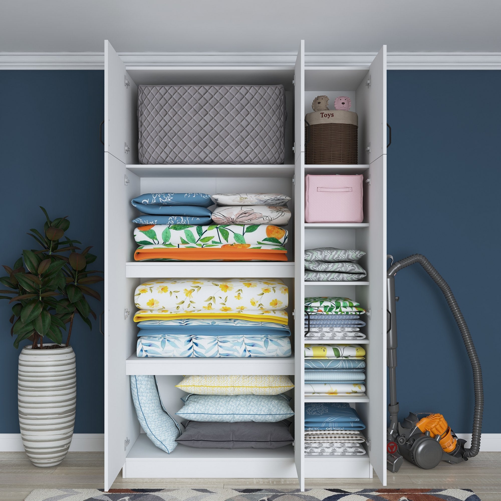 Guarda-roupa – 145 cm x 239 cm x 55 cm – Branco – Painel de partículas revestido em melamina