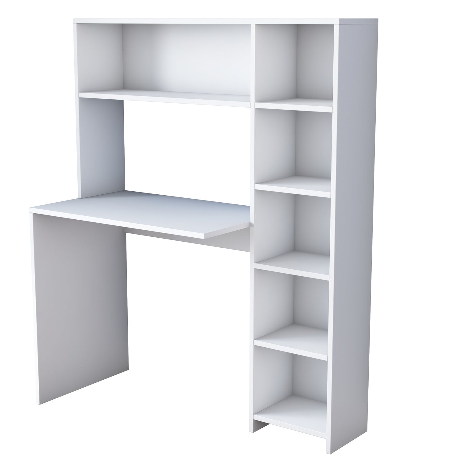 Secretária de Estudo Escandinava com Estante – 113,2 x 141,8 x 40 cm – Branca – Painel de Partículas