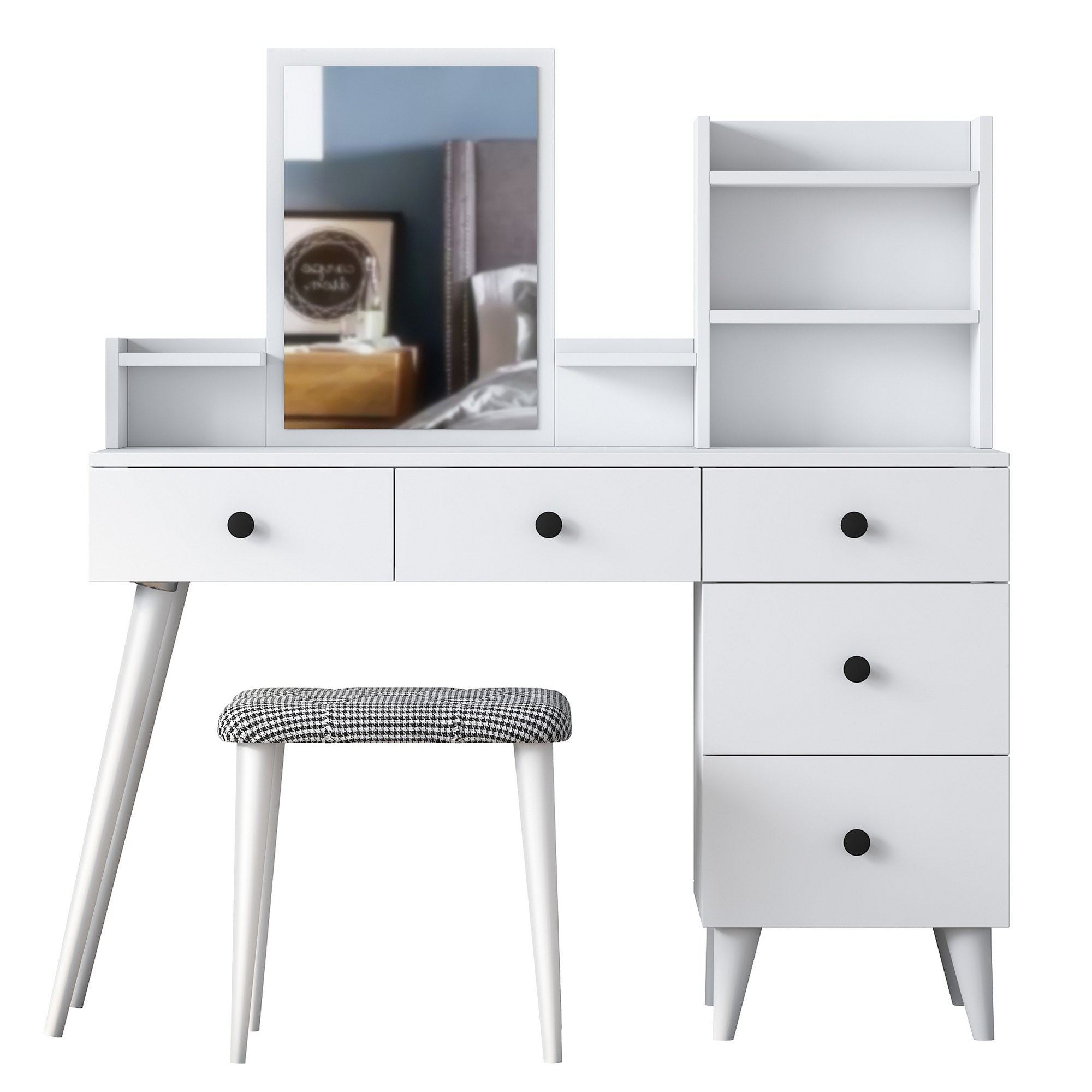 Toucador – 125 x 40 x 93,8 cm – Branca – Painel de partículas revestido em melamina