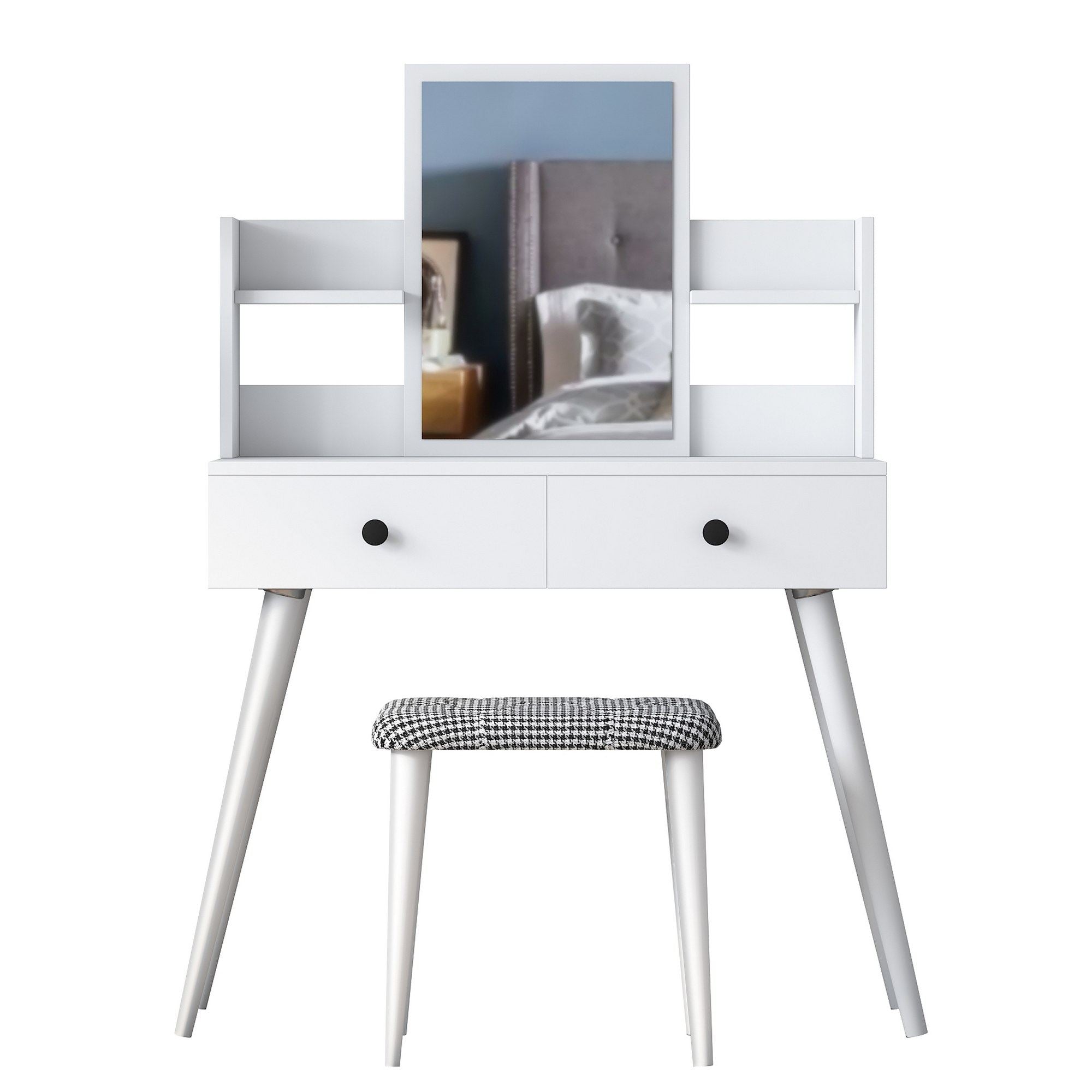 Toucador – 103 cm x 111,8 cm x 40 cm – Branca – Painel de partículas revestido em melamina