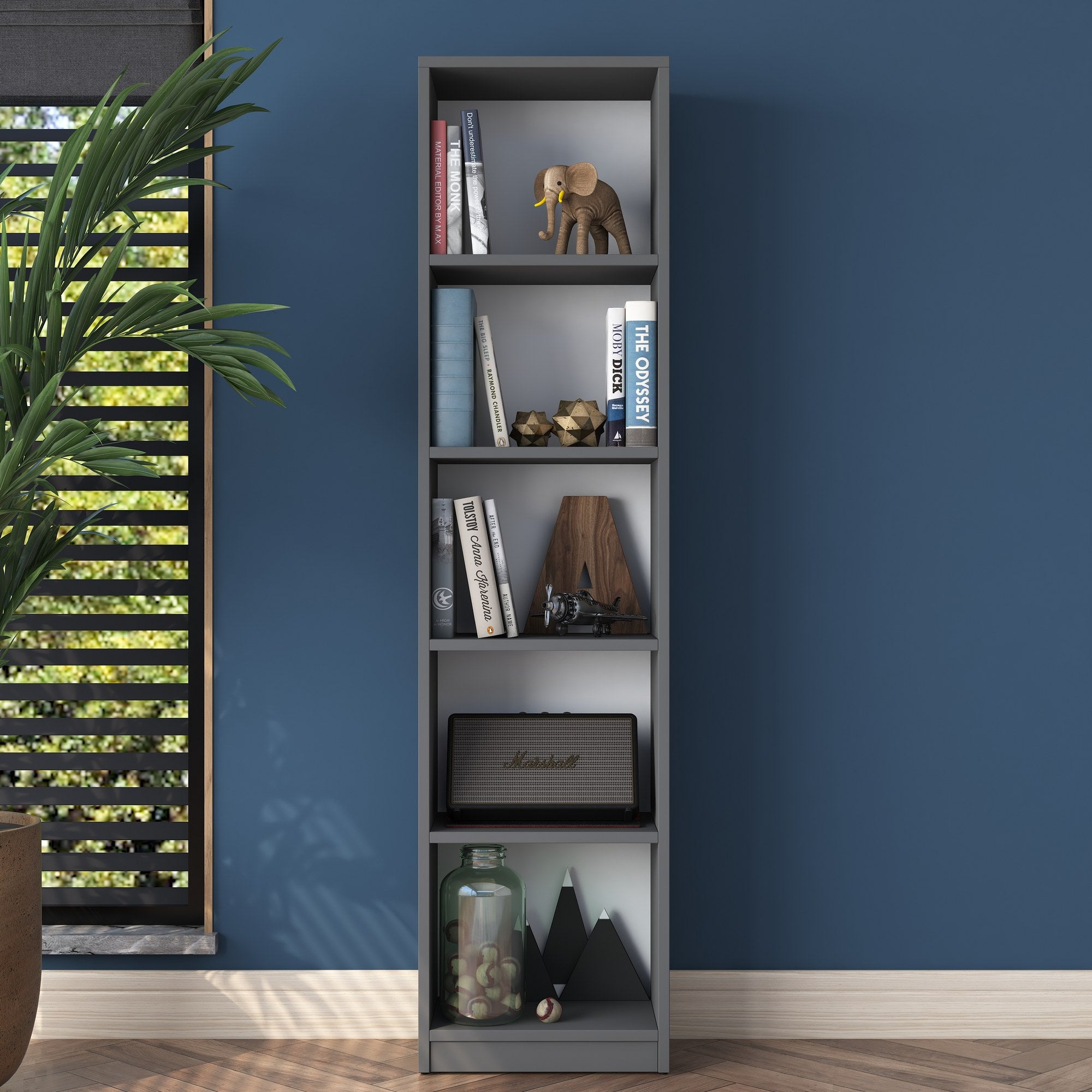 Estante elegante – 40 x 161,8 x 25 cm – Antracite – Painel de partículas