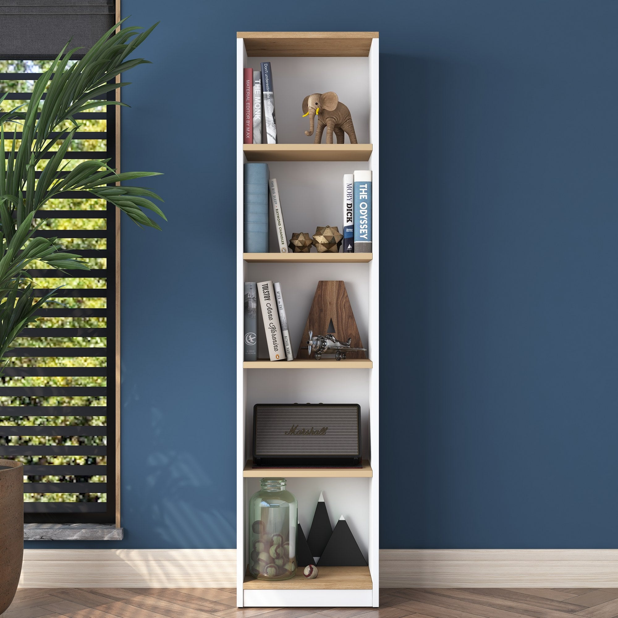 Estante – 40 x 161,8 x 25 cm – Branca e Nogueira – Painel de partículas revestido a melamina